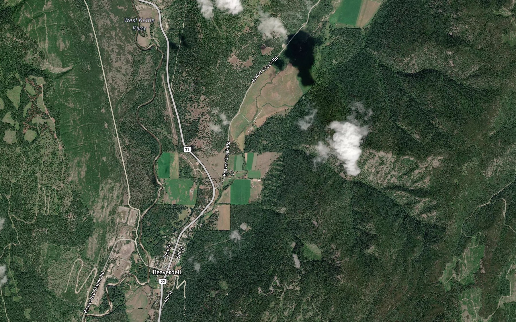 Satellite map of the Job Creek