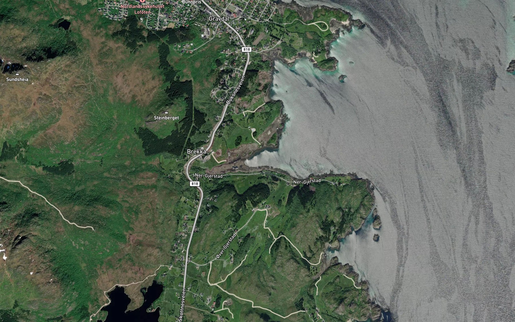 Satellite map of the Gjerstadvika