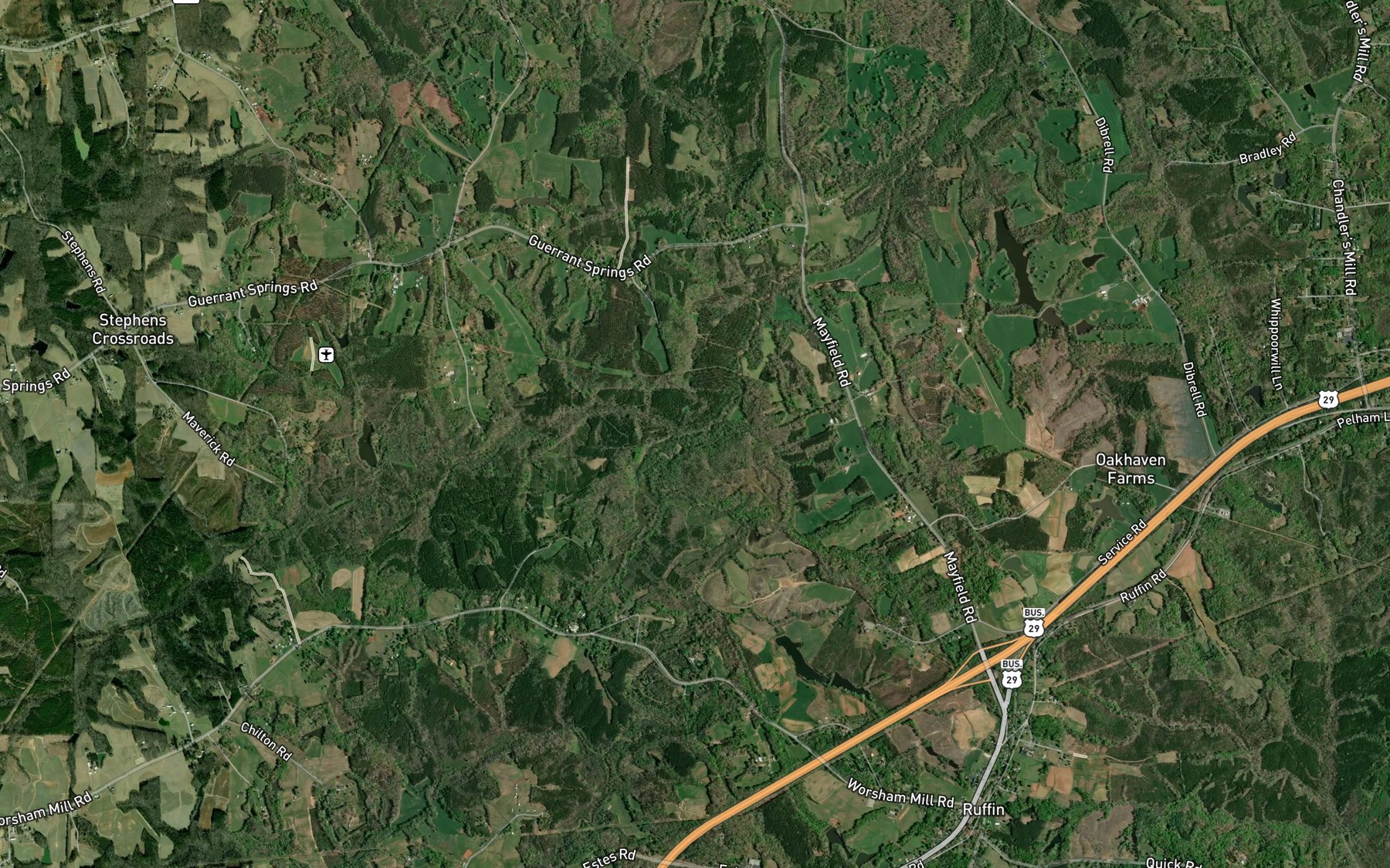 Satellite map of the Lovelace Creek