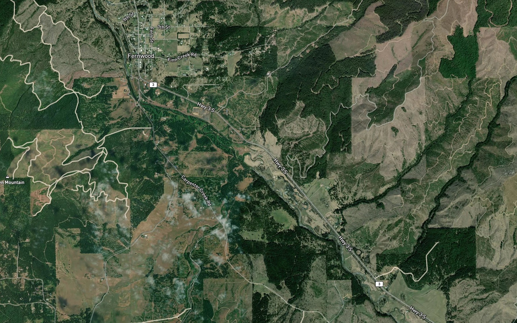 Satellite map of the Adams Creek