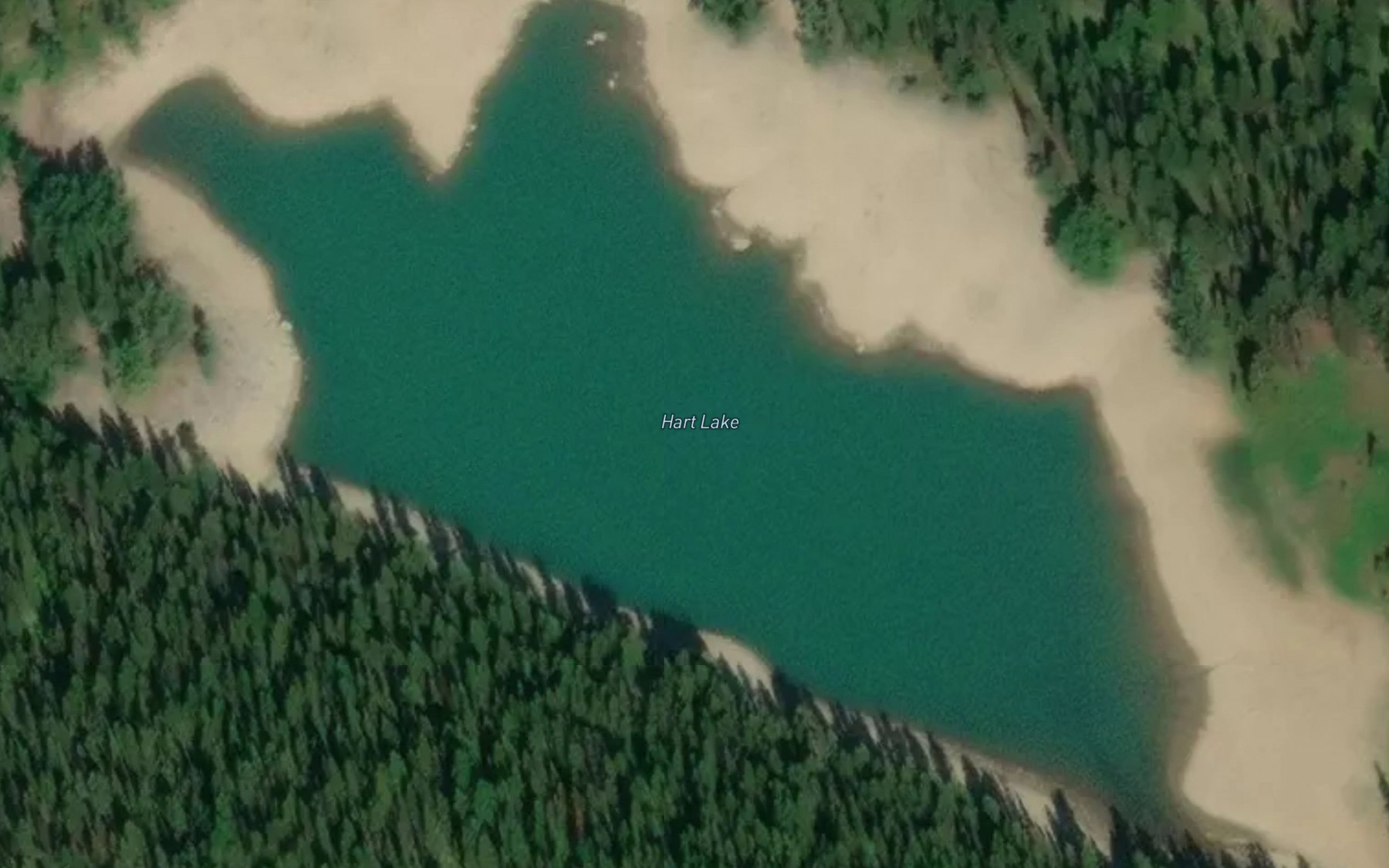 Satellite map of the Hart Lake
