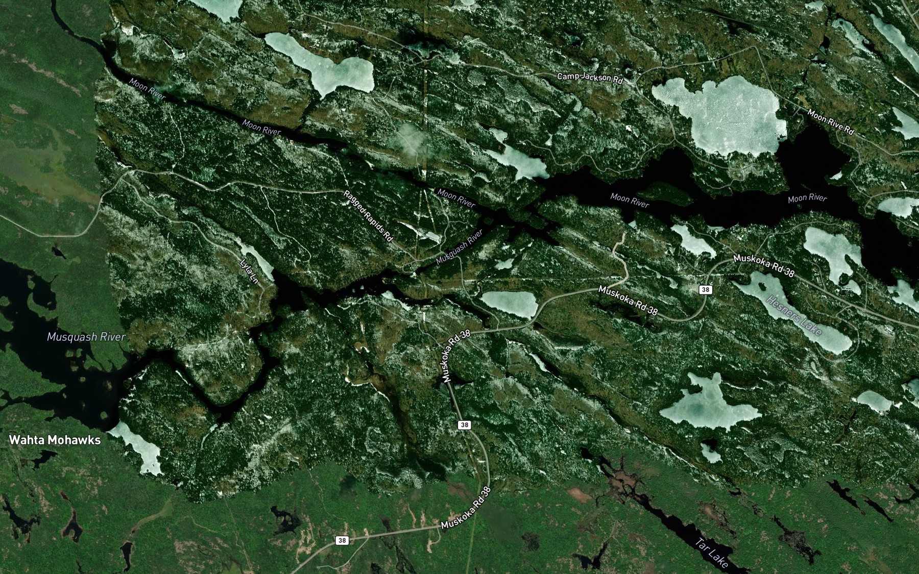 Satellite map of the Ragged Rapids