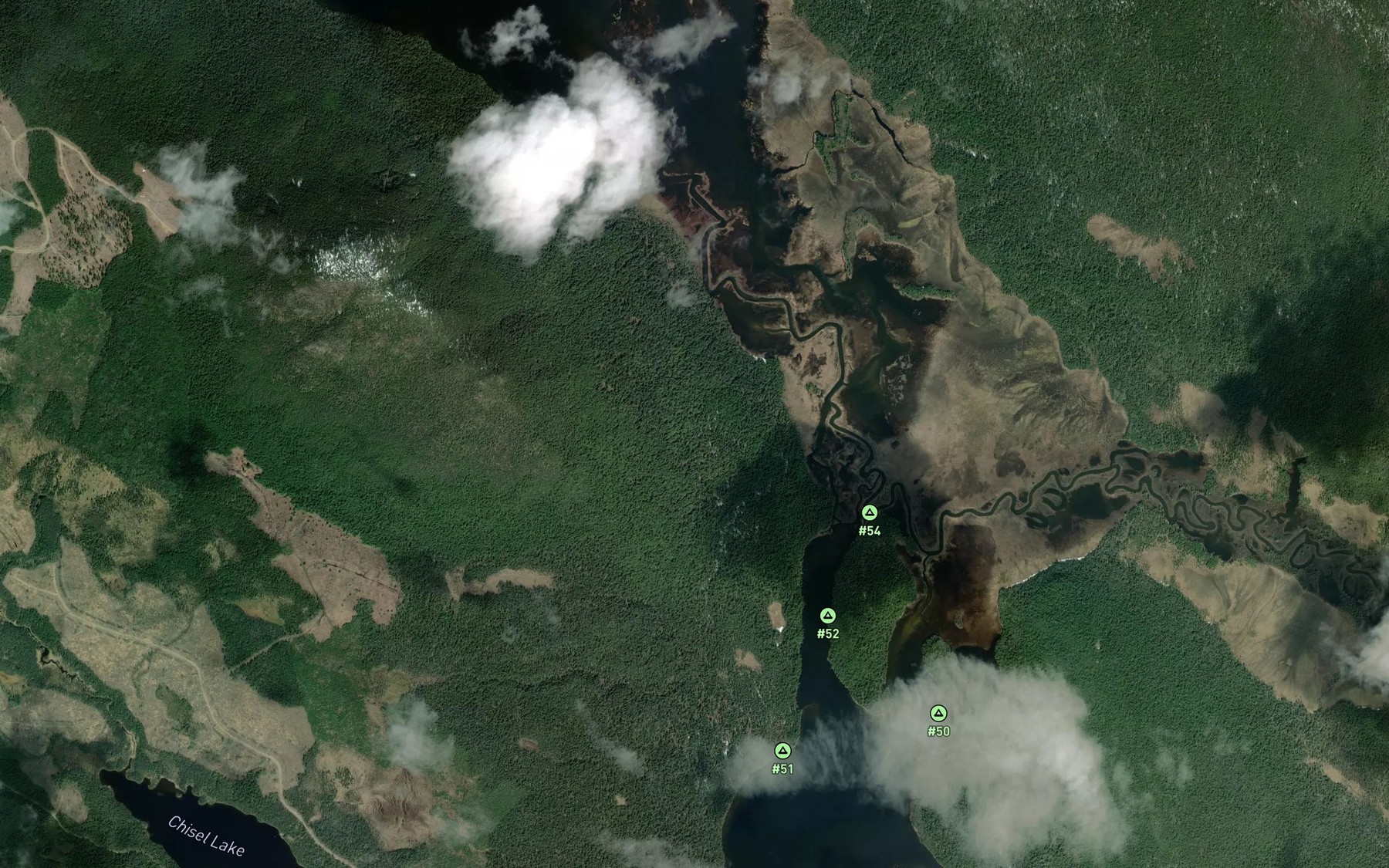 Satellite map of the Bowron Slough