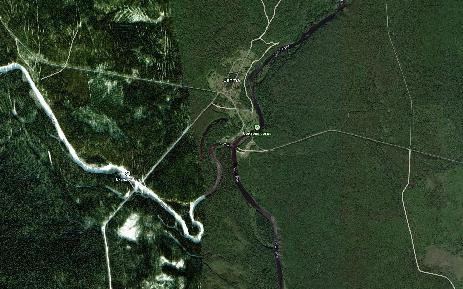 Satellite map of the Ushma