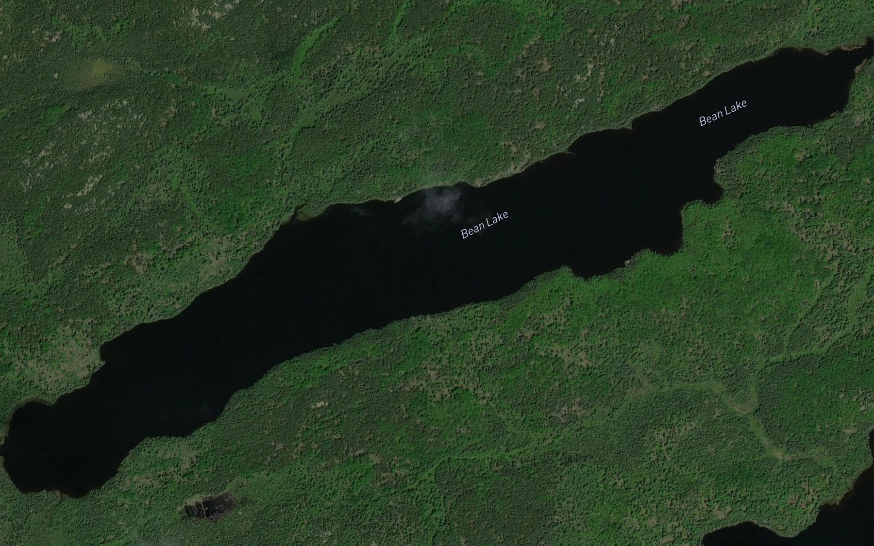 Satellite map of the Bean Lake