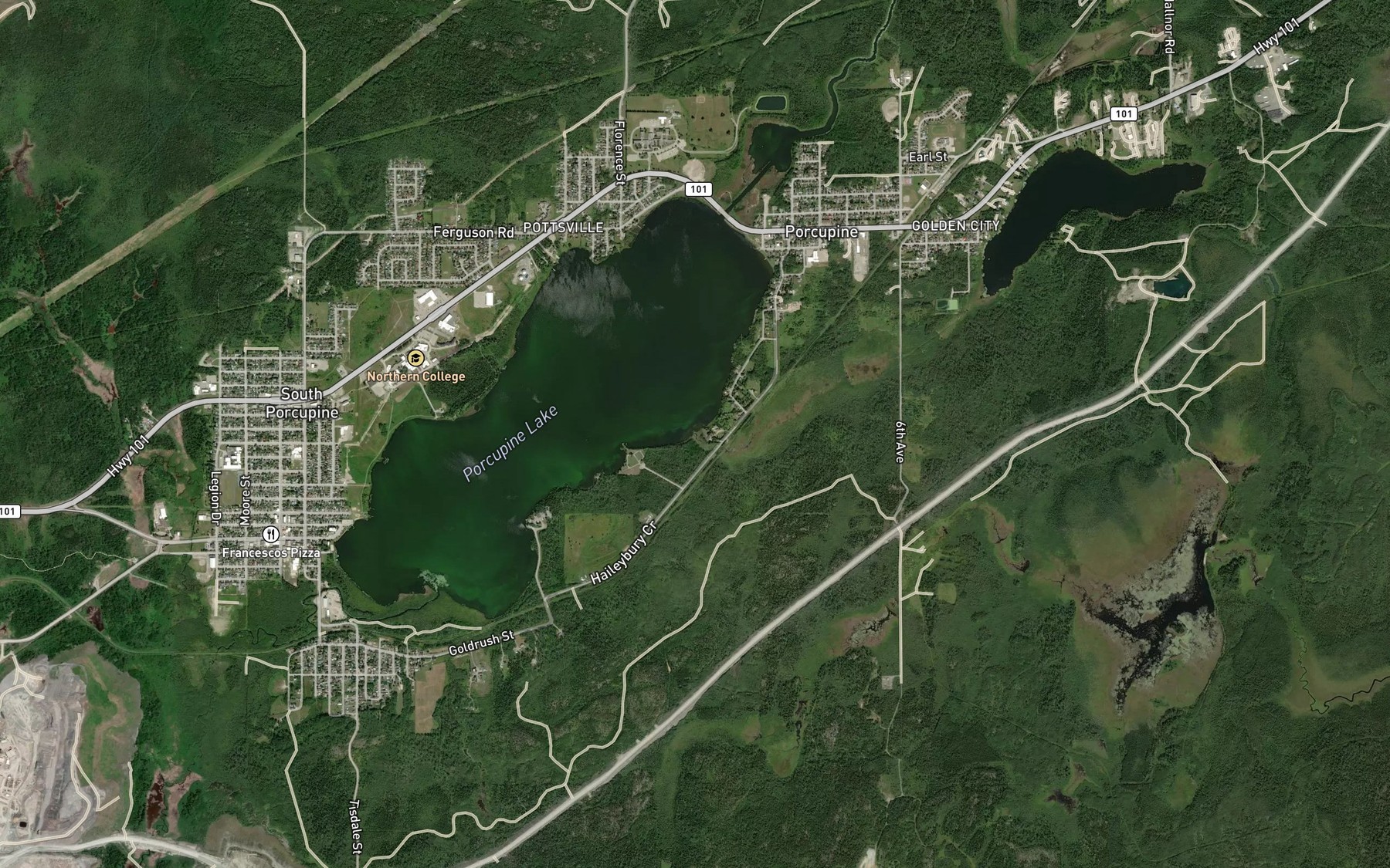 Satellite map of the Bob's Creek