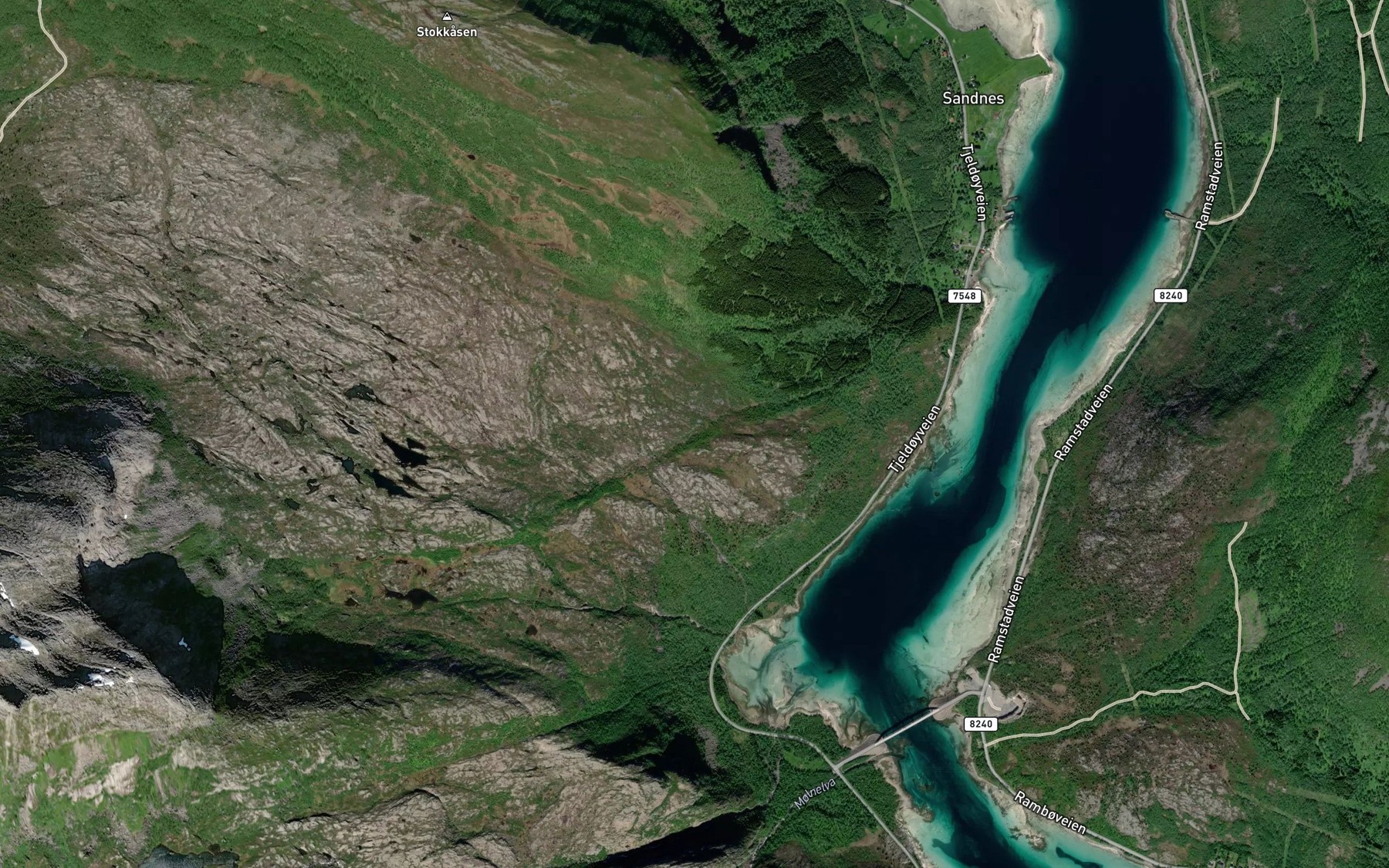 Satellite map of the Molnneselva