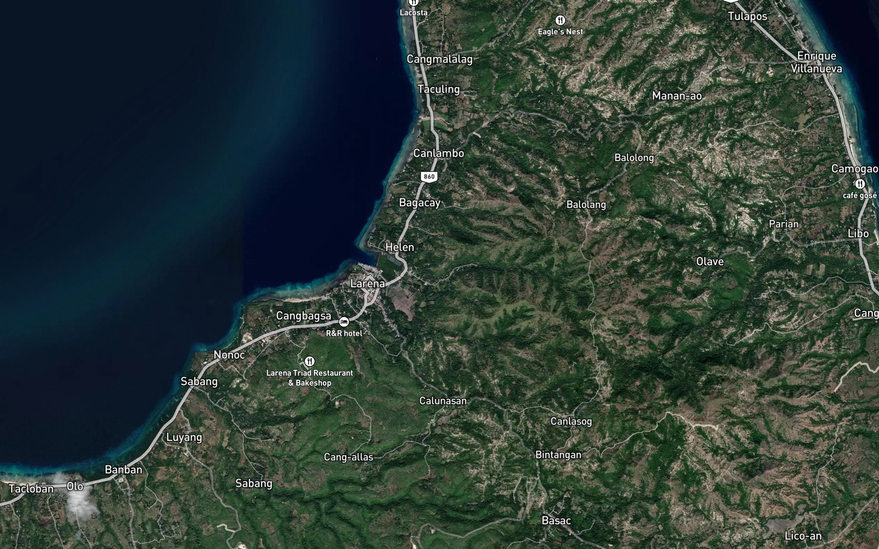 Satellite map of the Tayan River