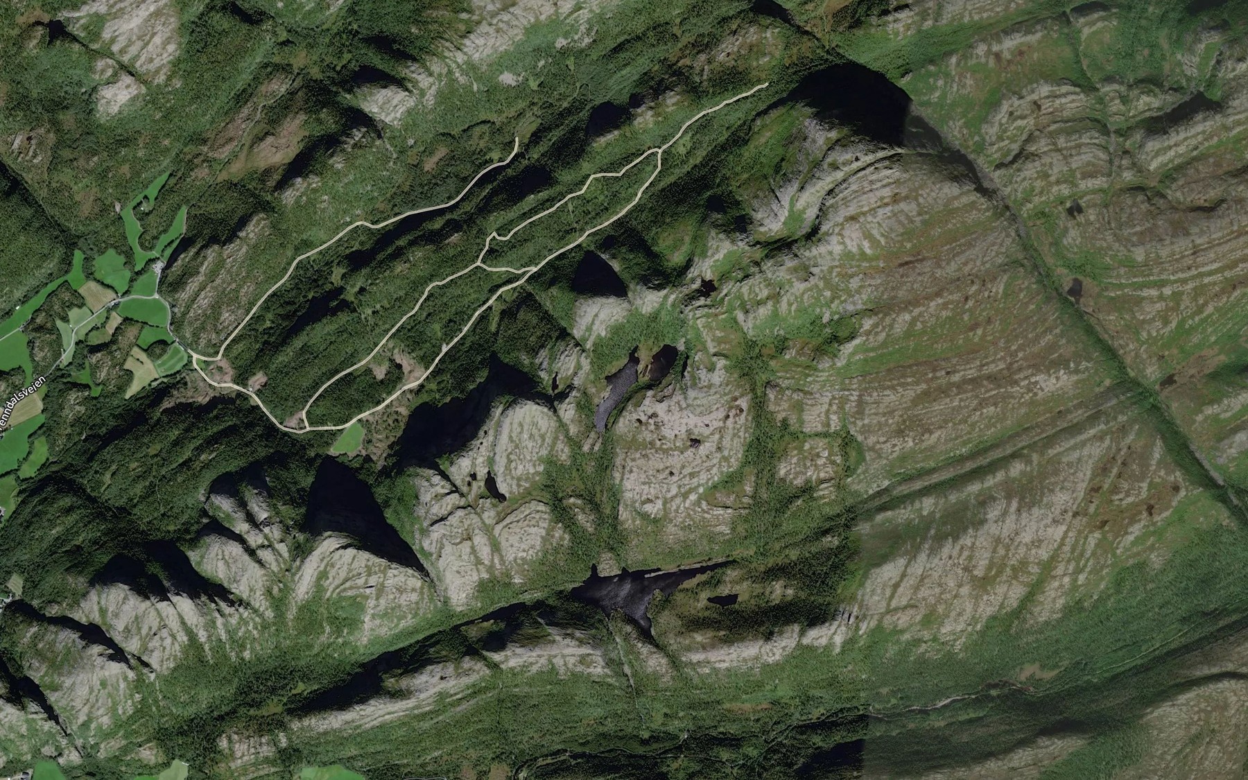 Satellite map of the Nordre Bjorndalsvatna