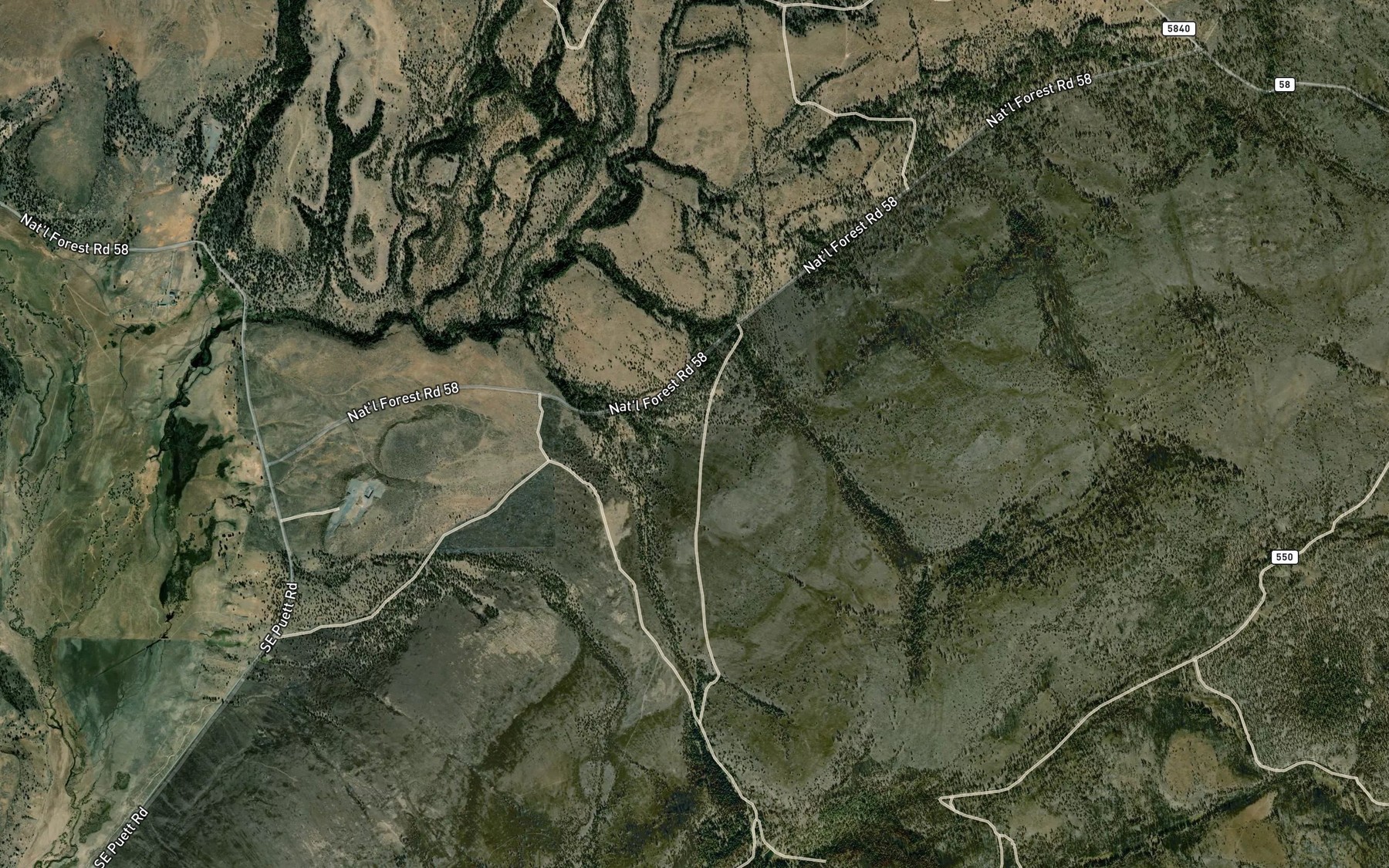 Satellite map of the Duck Puddle Reservoir