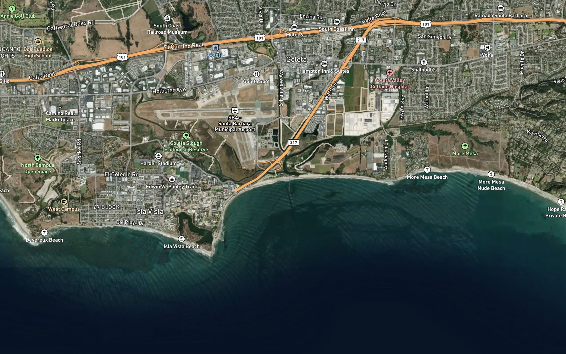 Satellite map of the Carneros Creek