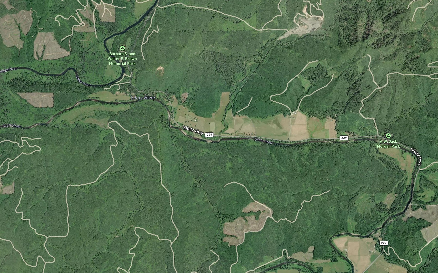 Satellite map of the Cedar Creek