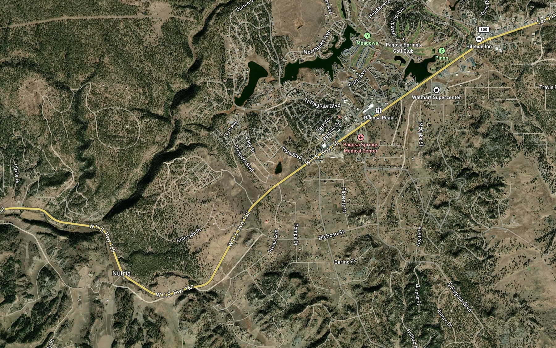 Satellite map of the Vista Lake