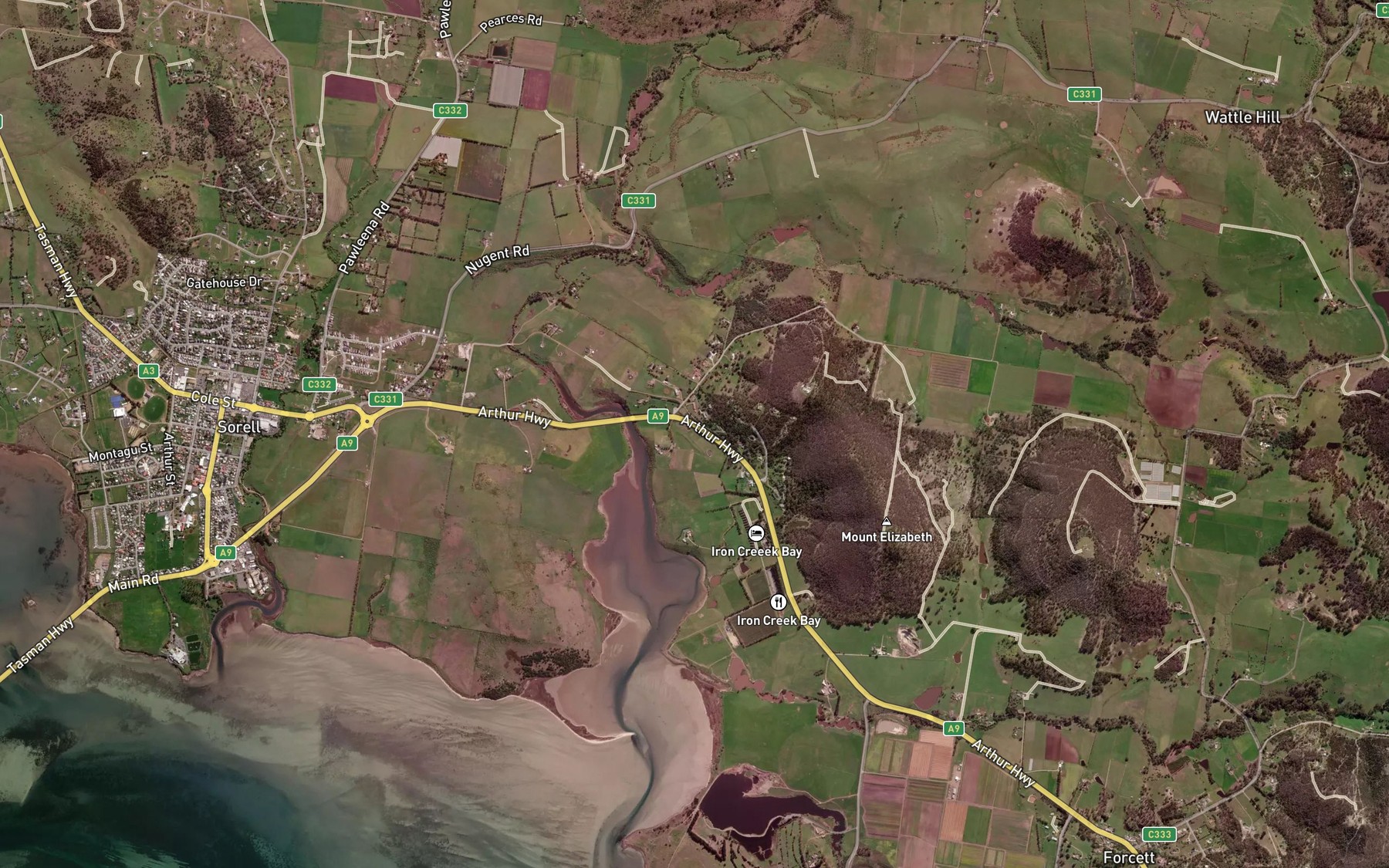 Satellite map of the Iron Creek