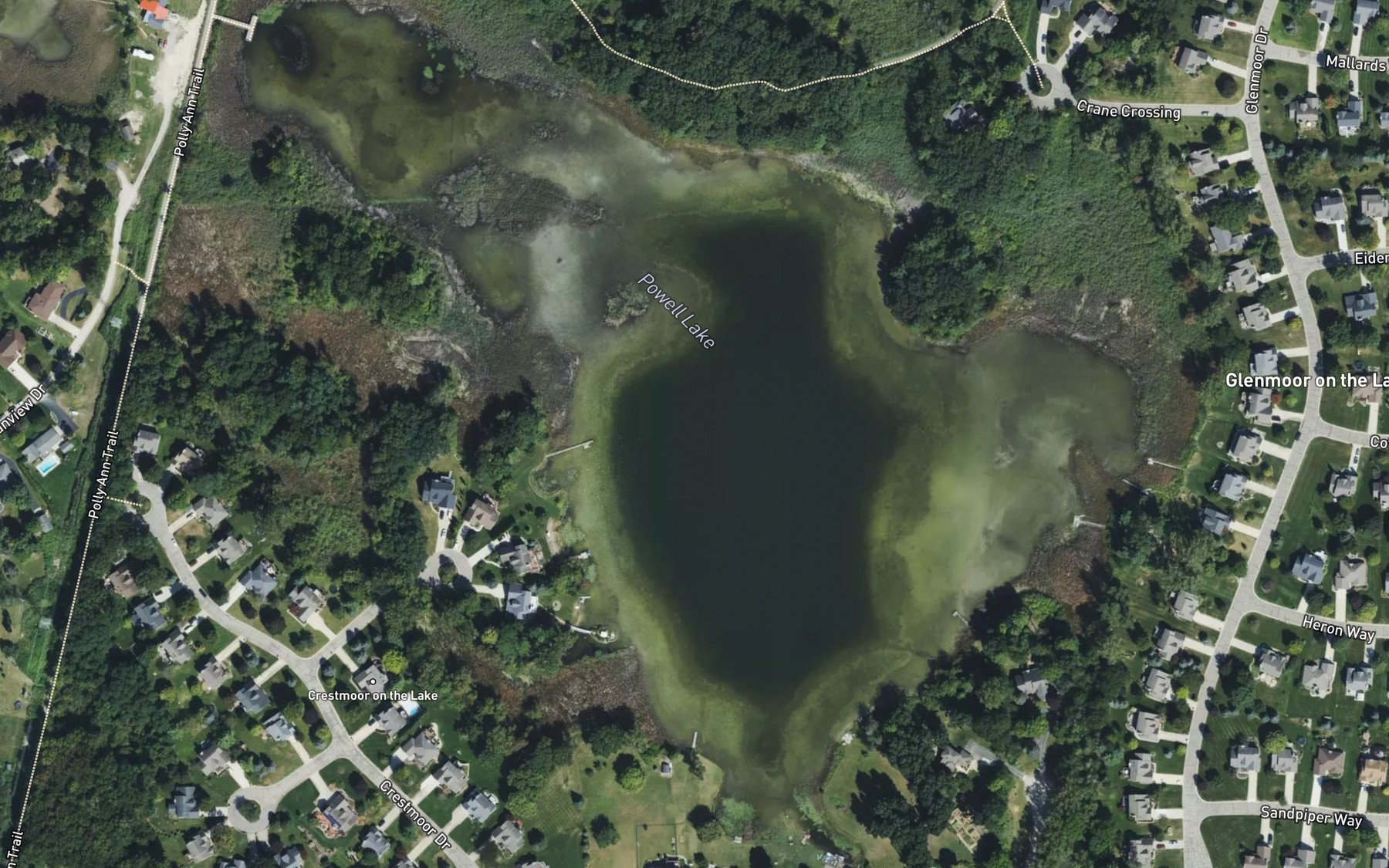 Satellite map of the Powell Lake