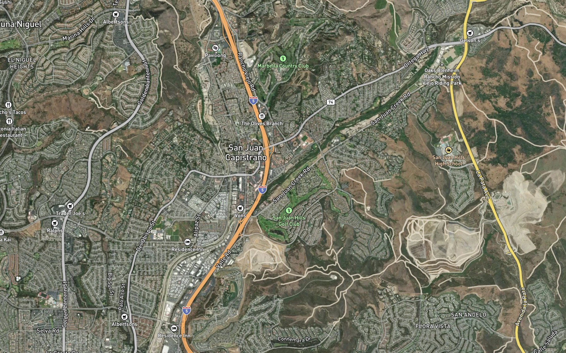 Satellite map of the Horno Creek