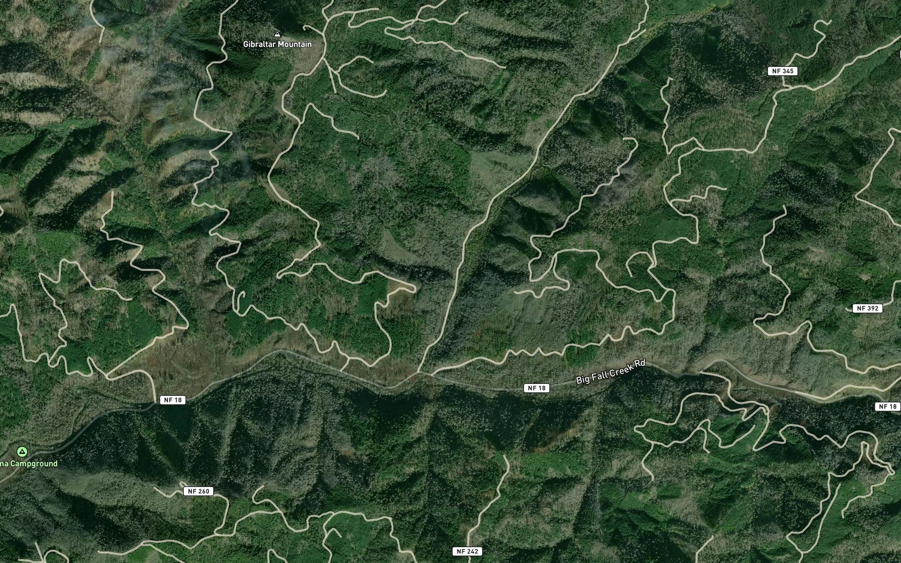 Satellite map of the Sunshine Creek