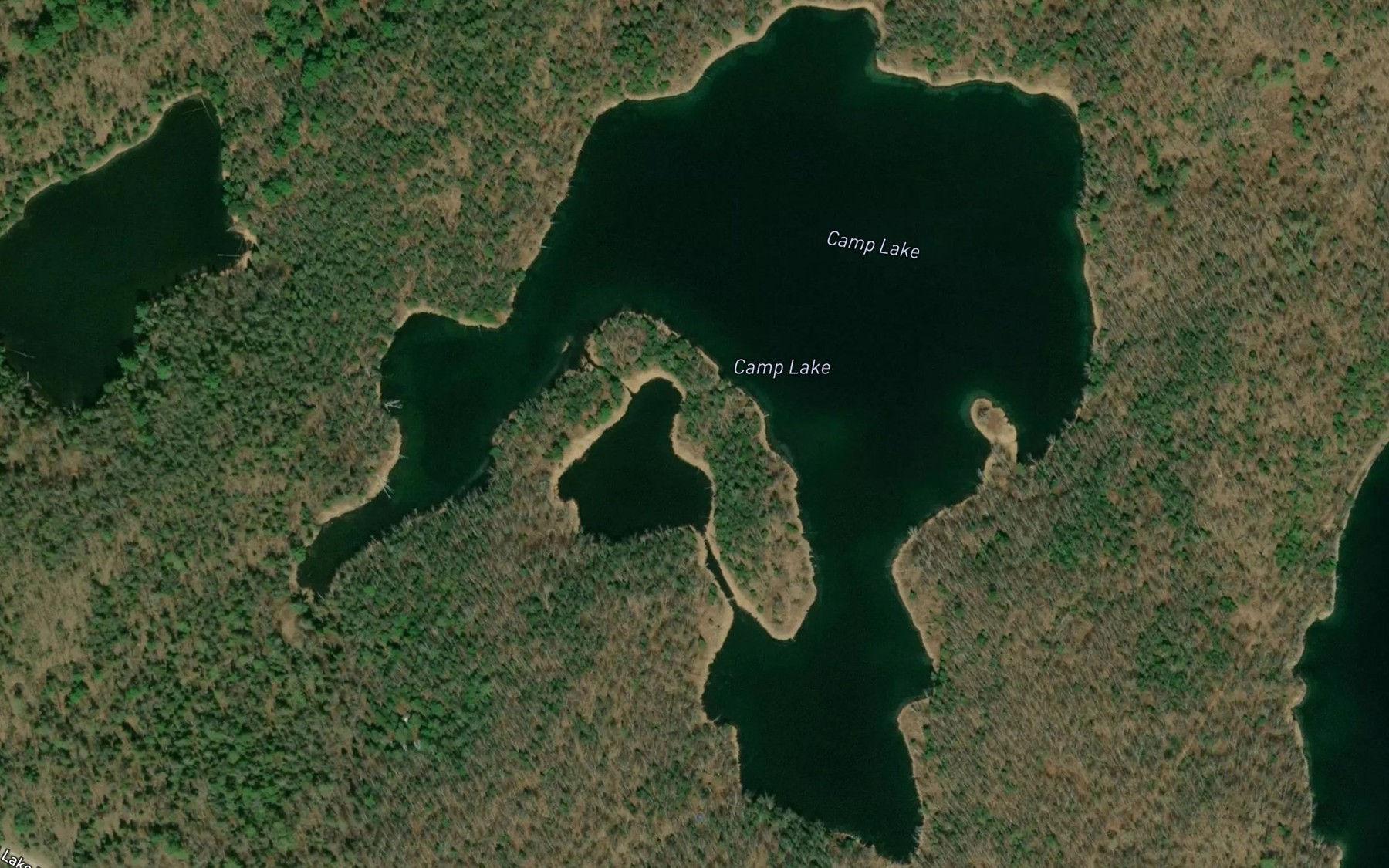 Satellite map of the Camp Lake
