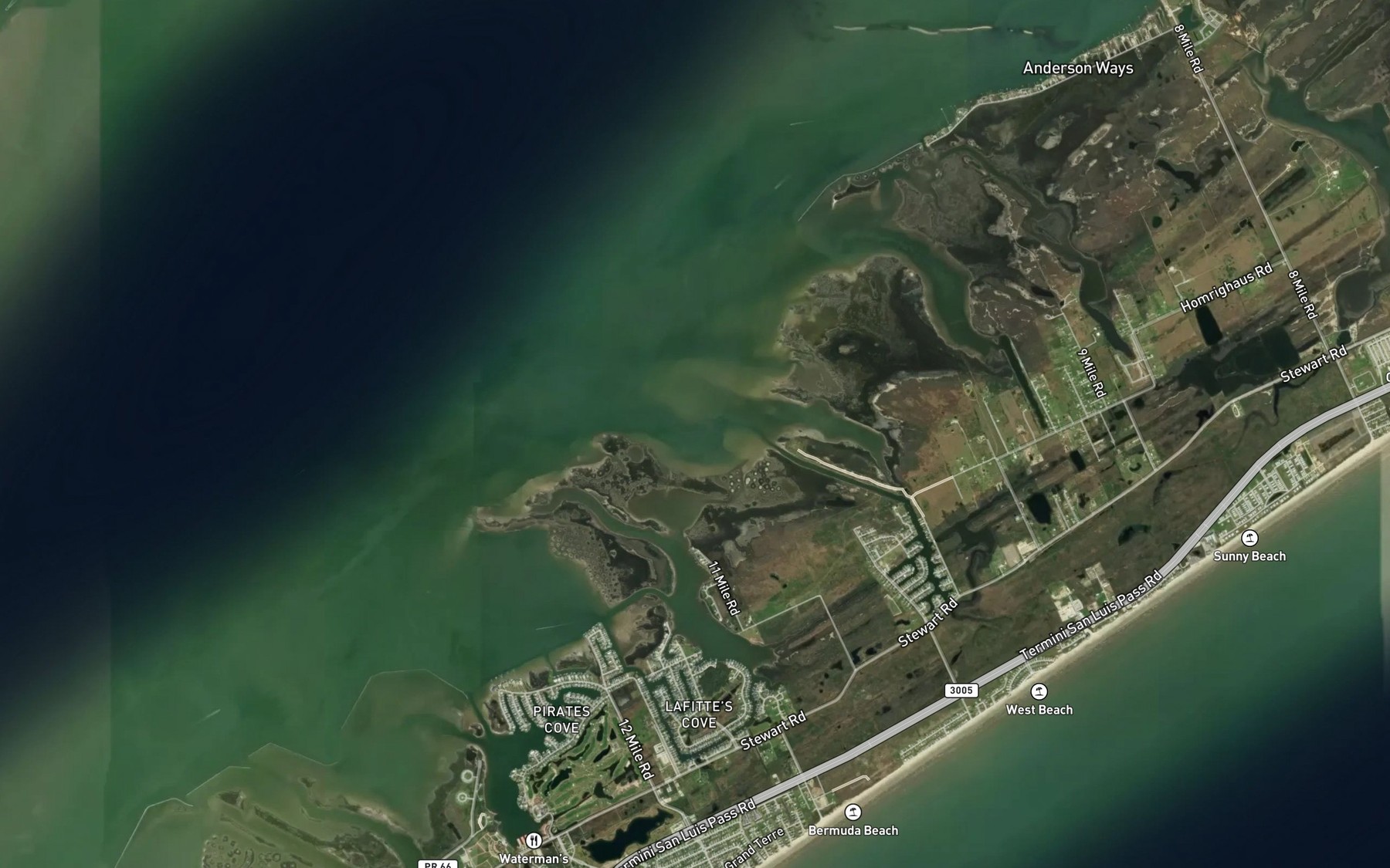 Satellite map of the Starvation Cove