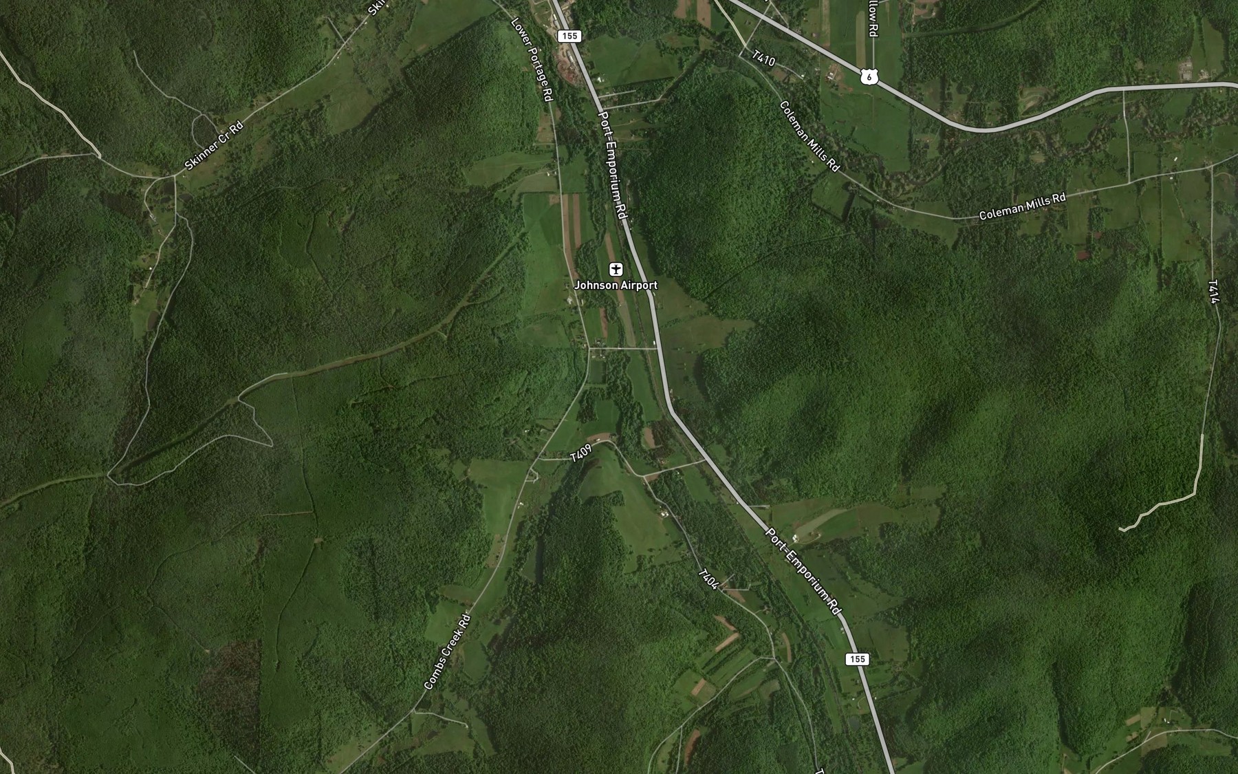 Satellite map of the Combs Creek