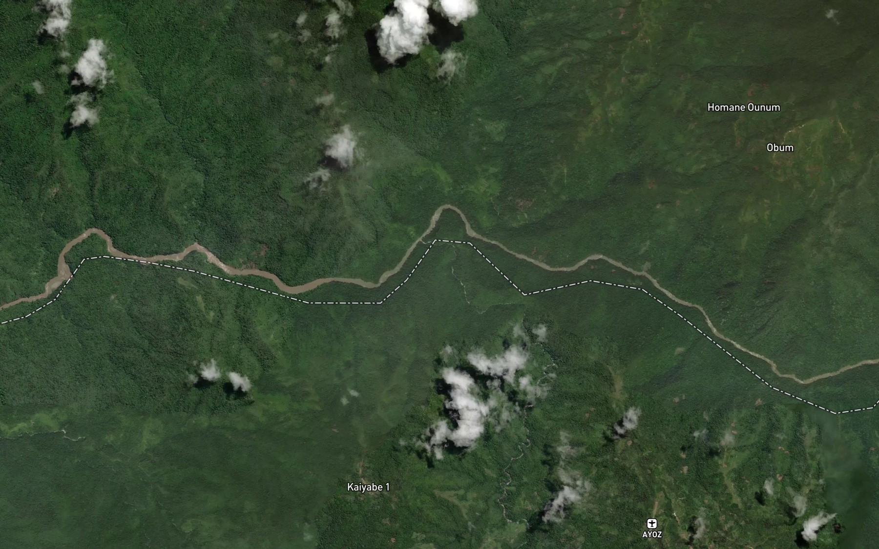 Satellite map of the Purari River