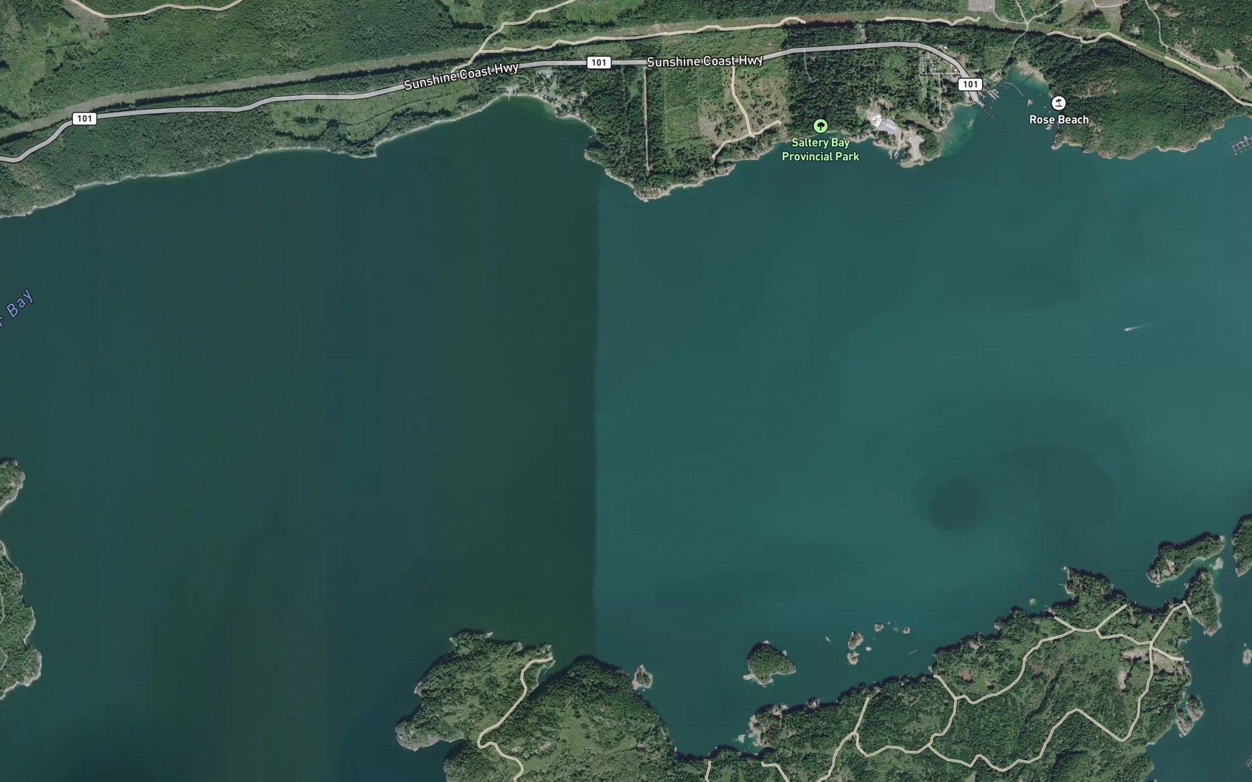Satellite map of the Jervis Inlet
