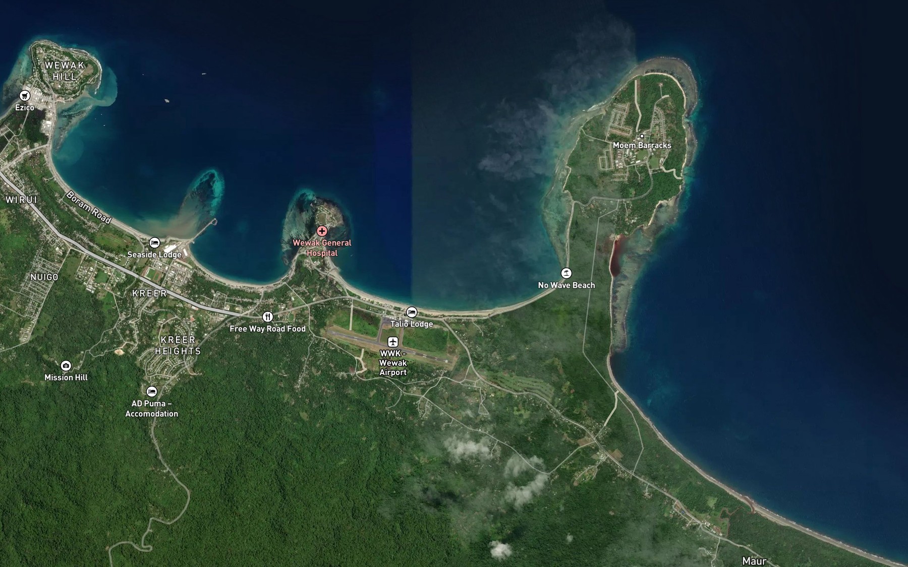 Satellite map of the Boram Bay