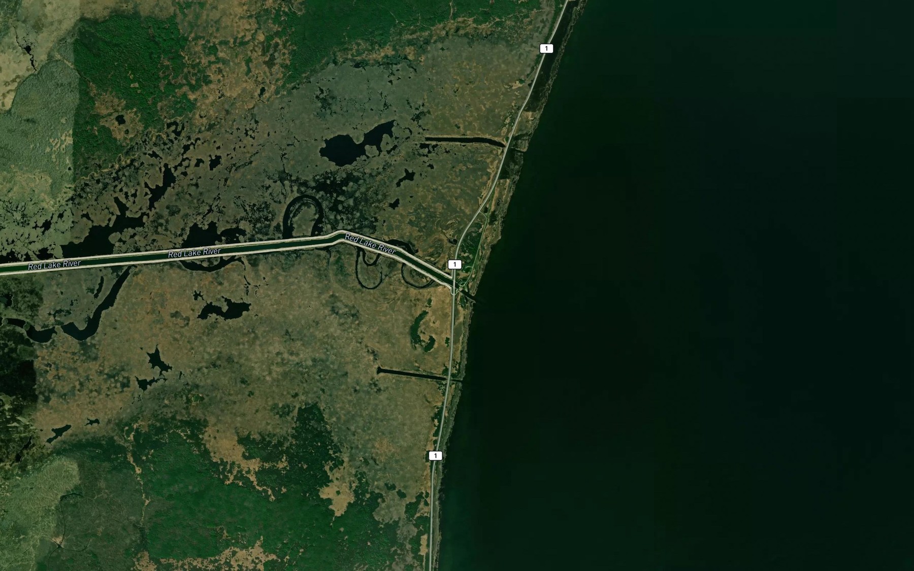 Satellite map of the Red Lake Dam