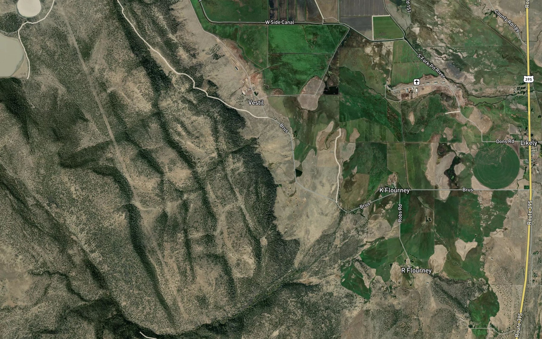Satellite map of the Smokey Charley Spring