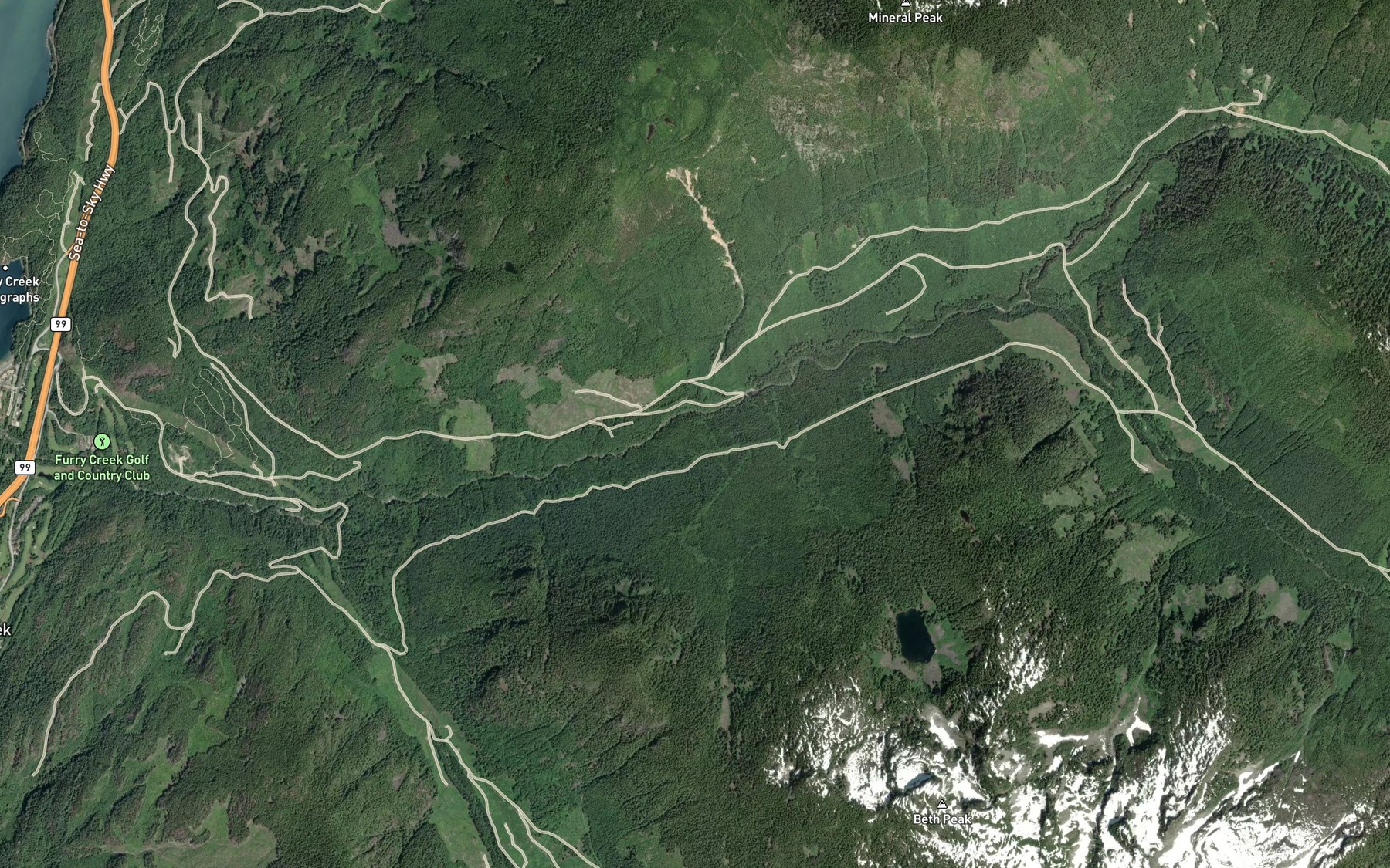 Satellite map of the Beth Creek