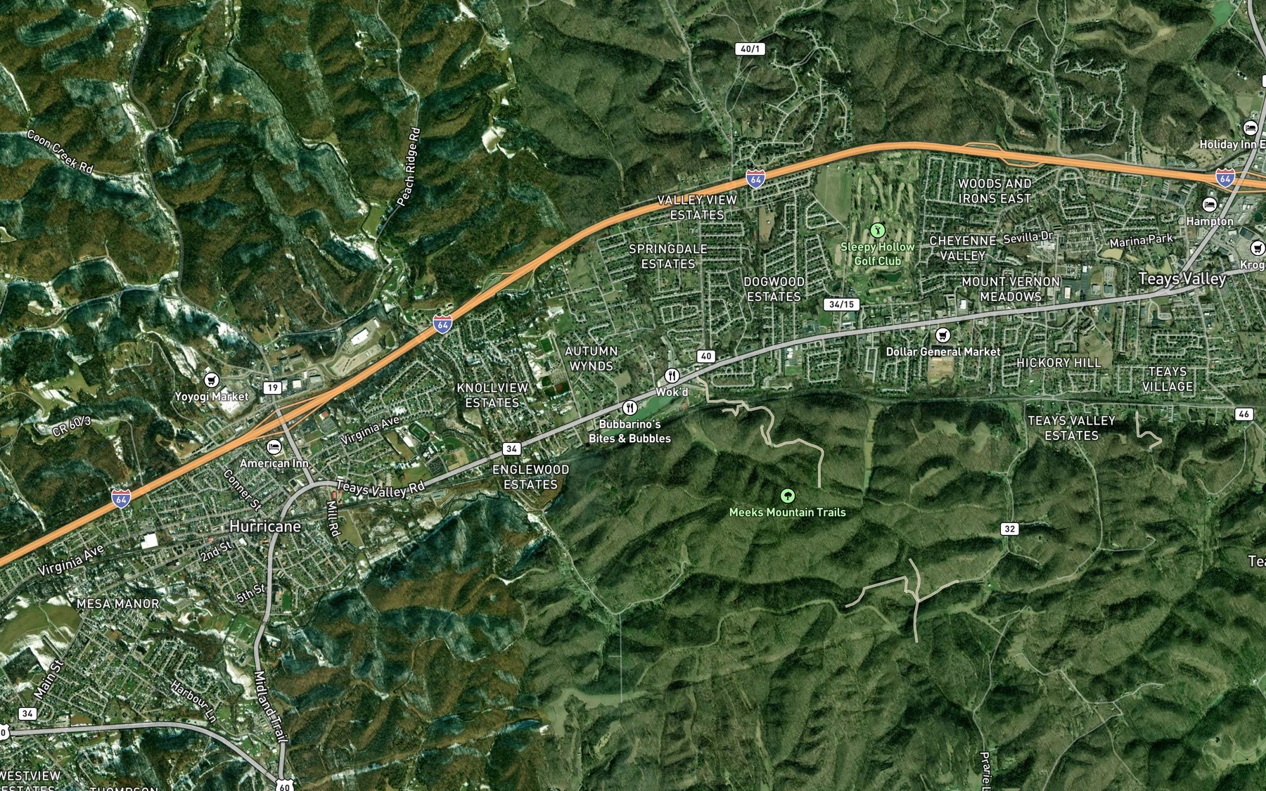 Satellite map of the Shermans Place Spring