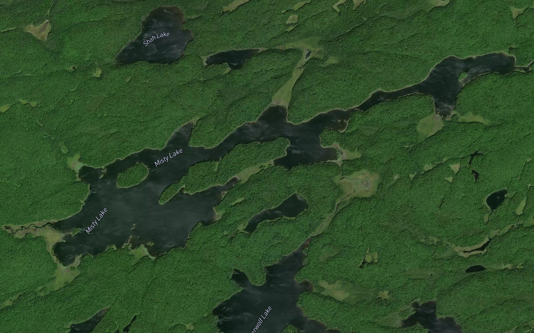 Satellite map of the Misty Lake