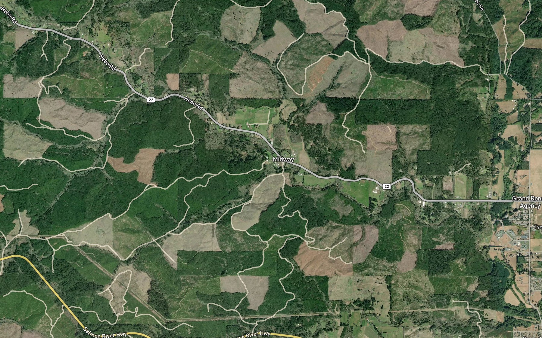 Satellite map of the Elmer Creek