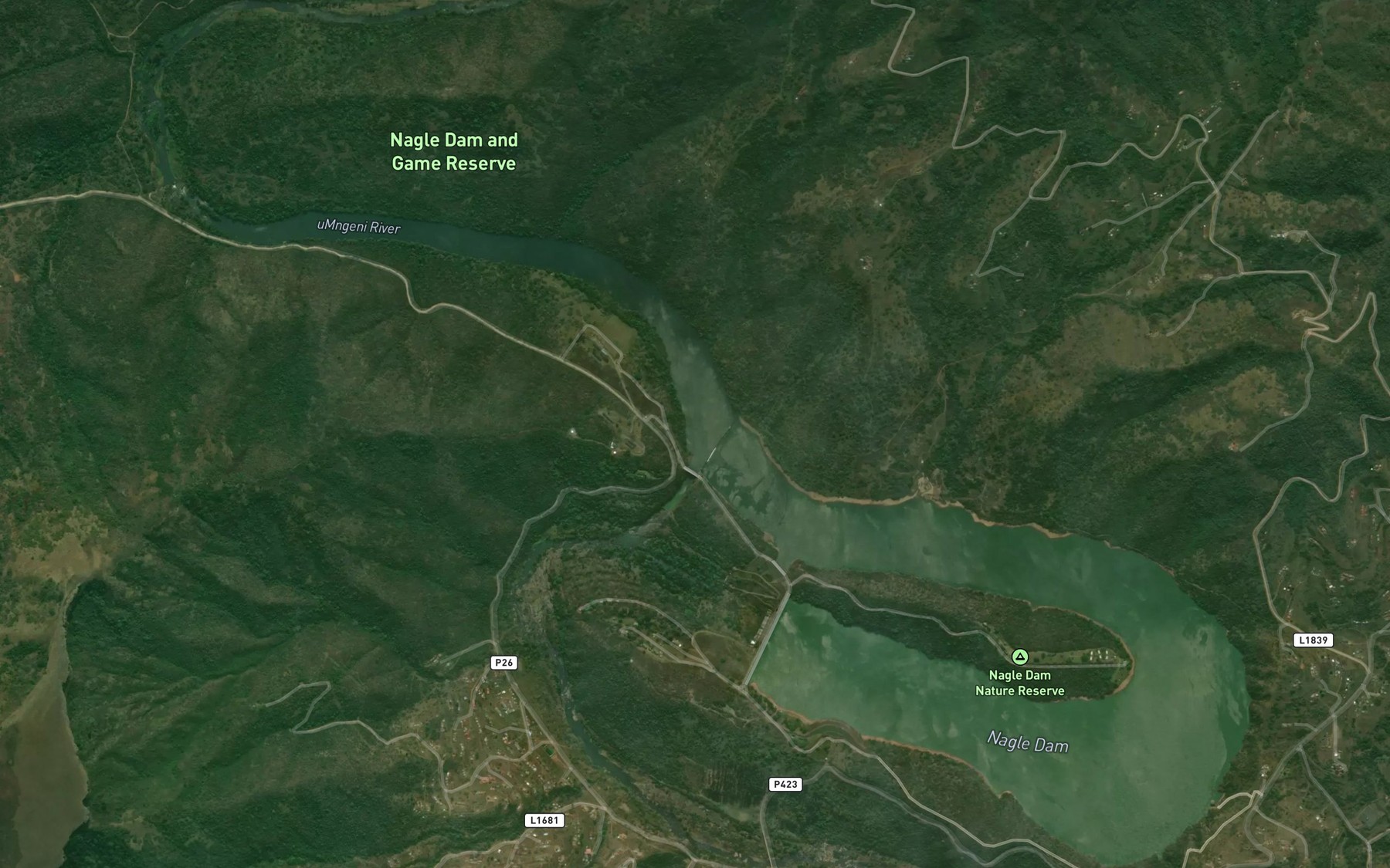 Satellite map of the Nagle Dam