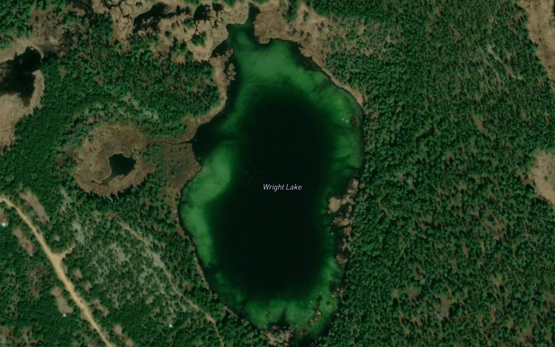 Satellite map of the Wright Lake