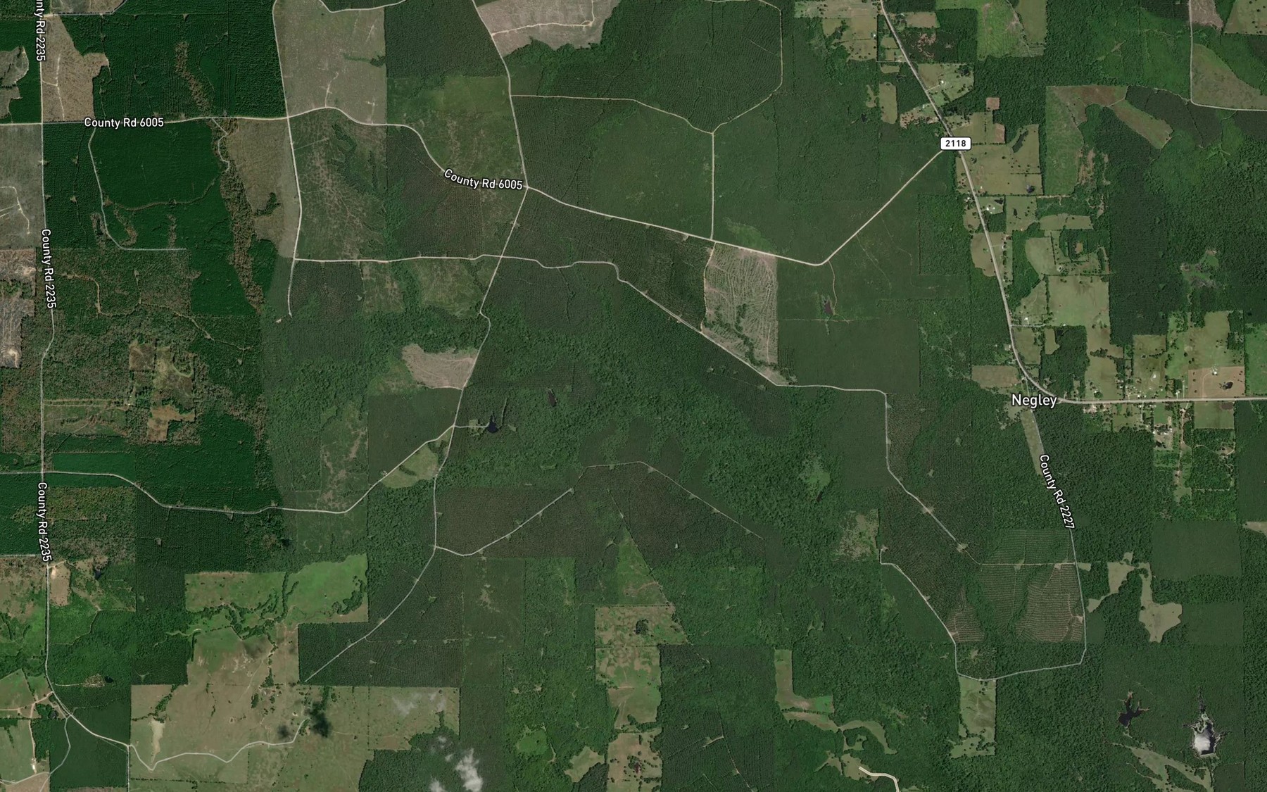 Satellite map of the Denwiddie Bayou