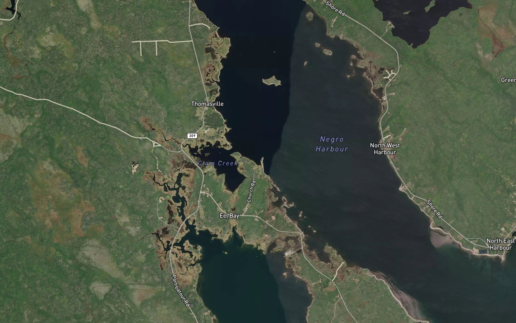 Satellite map of the Stoney Cove