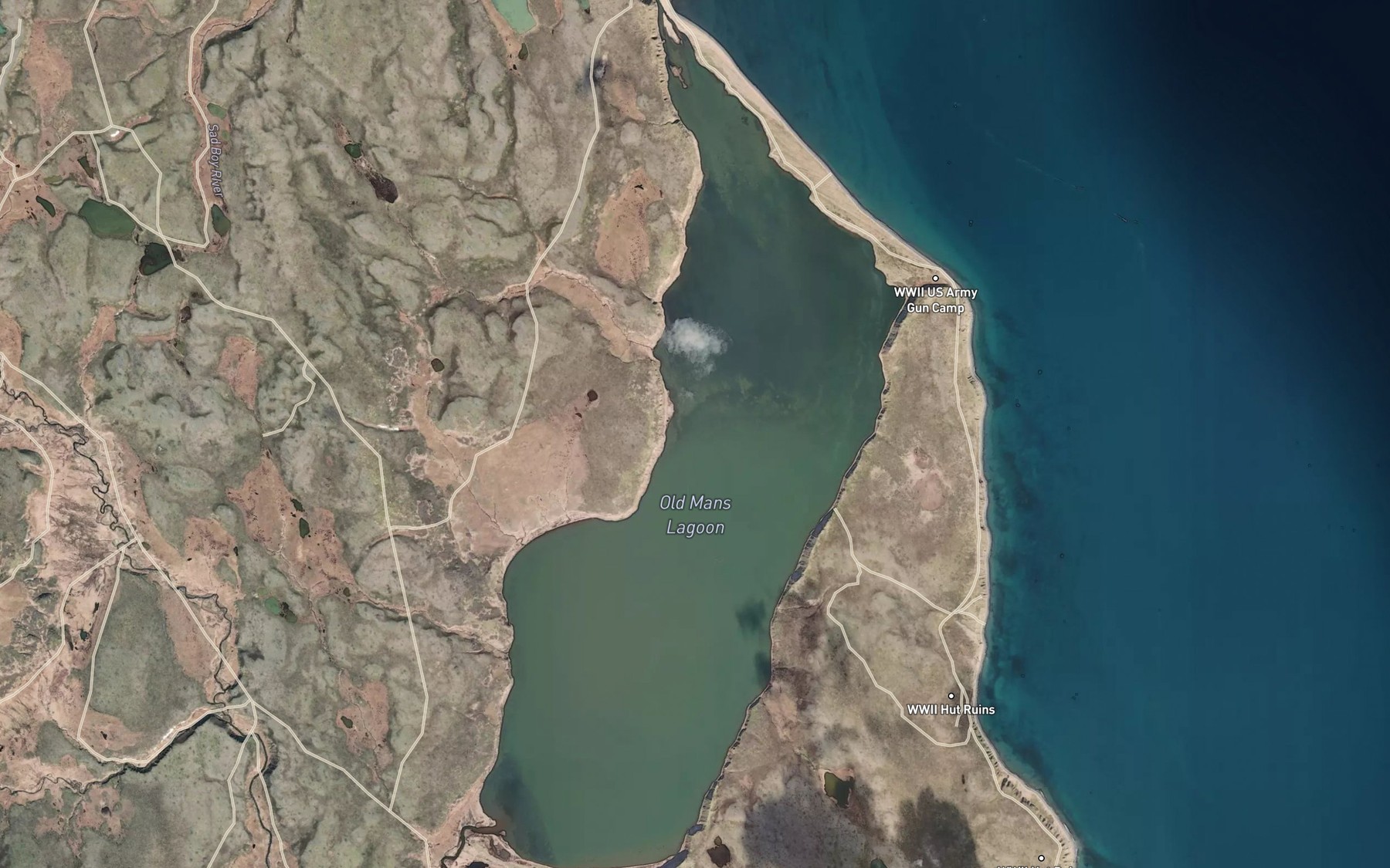 Satellite map of the Old Mans Lagoon