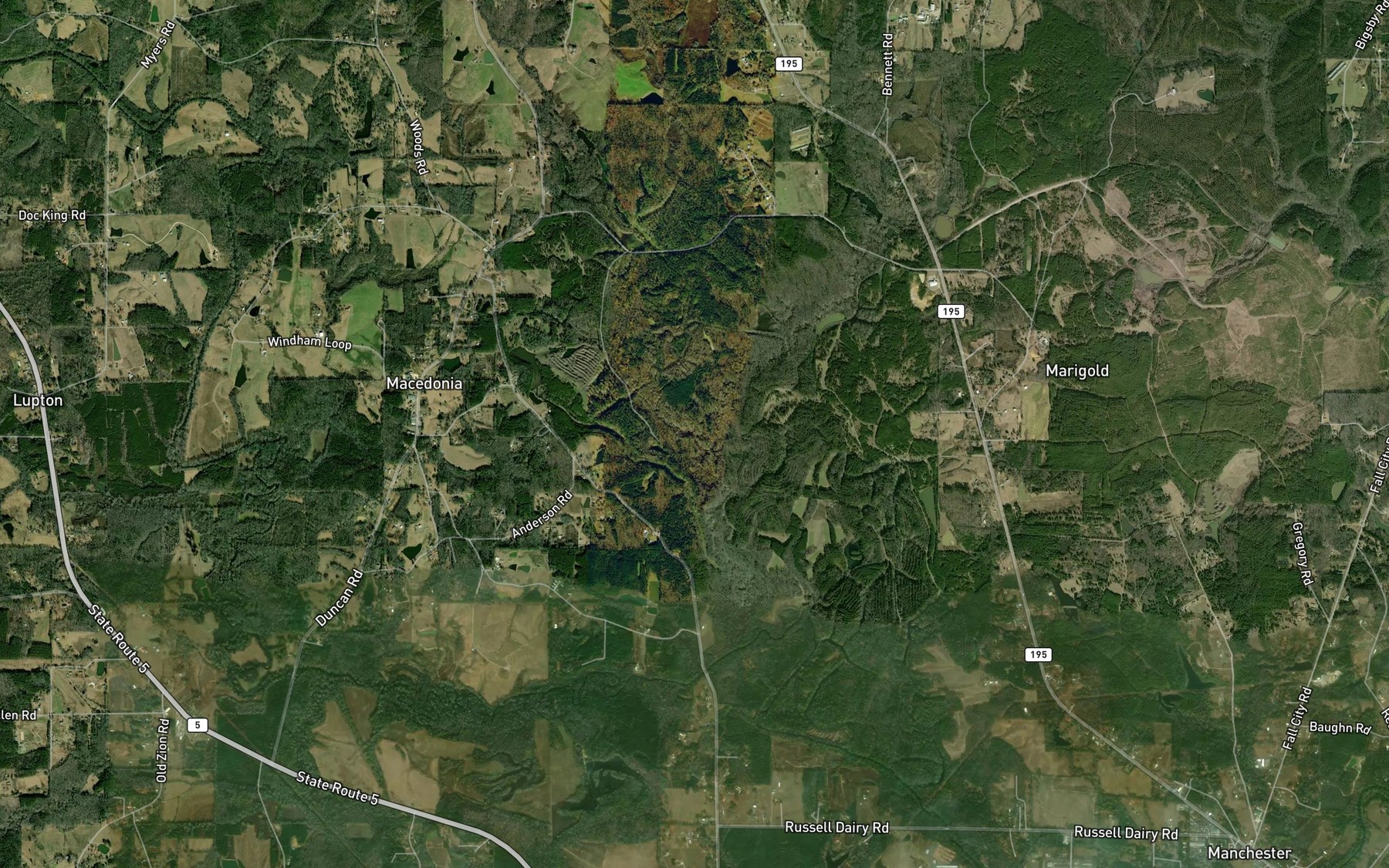 Satellite map of the Crooked Creek