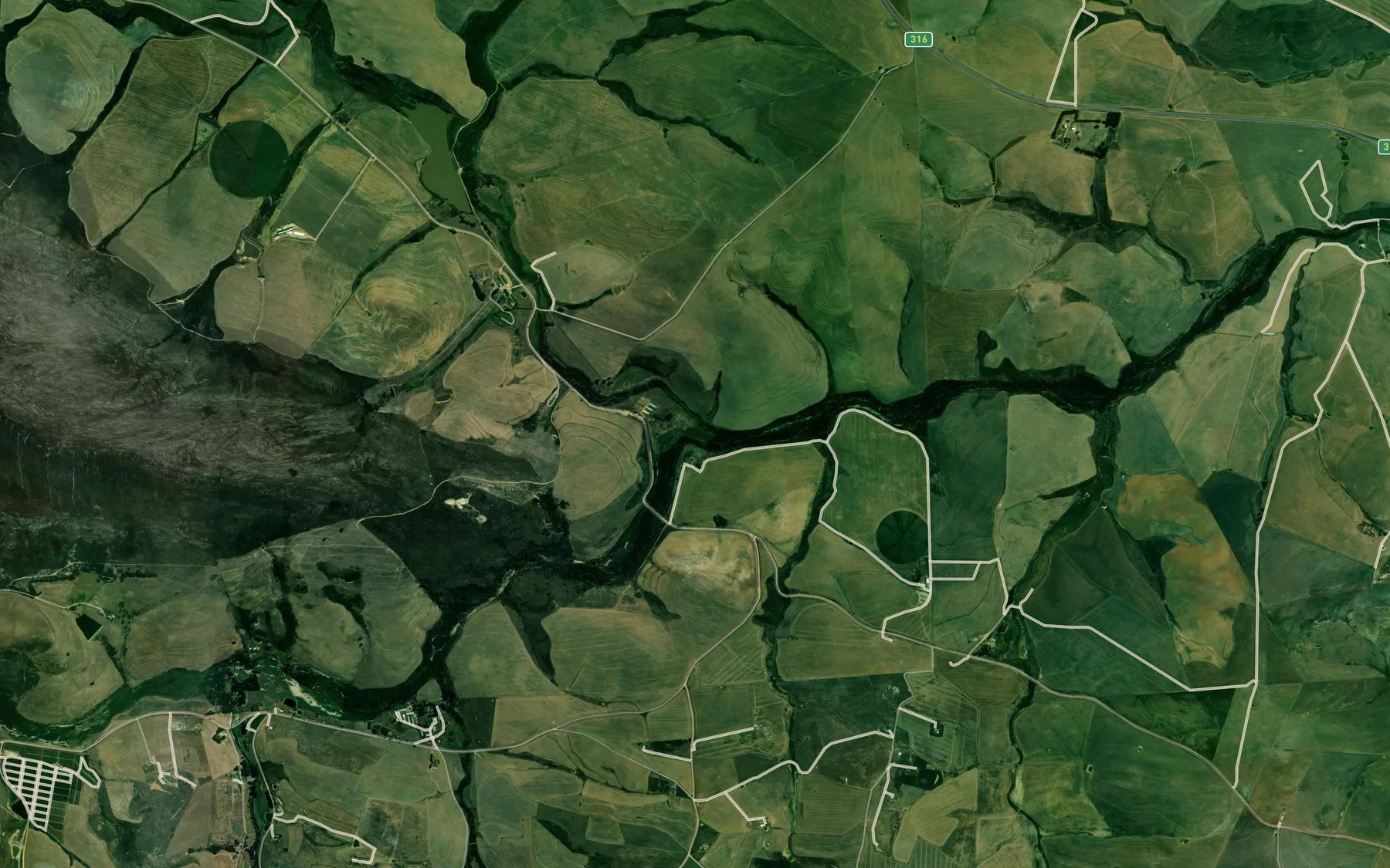 Satellite map of the Hartbeesrivier