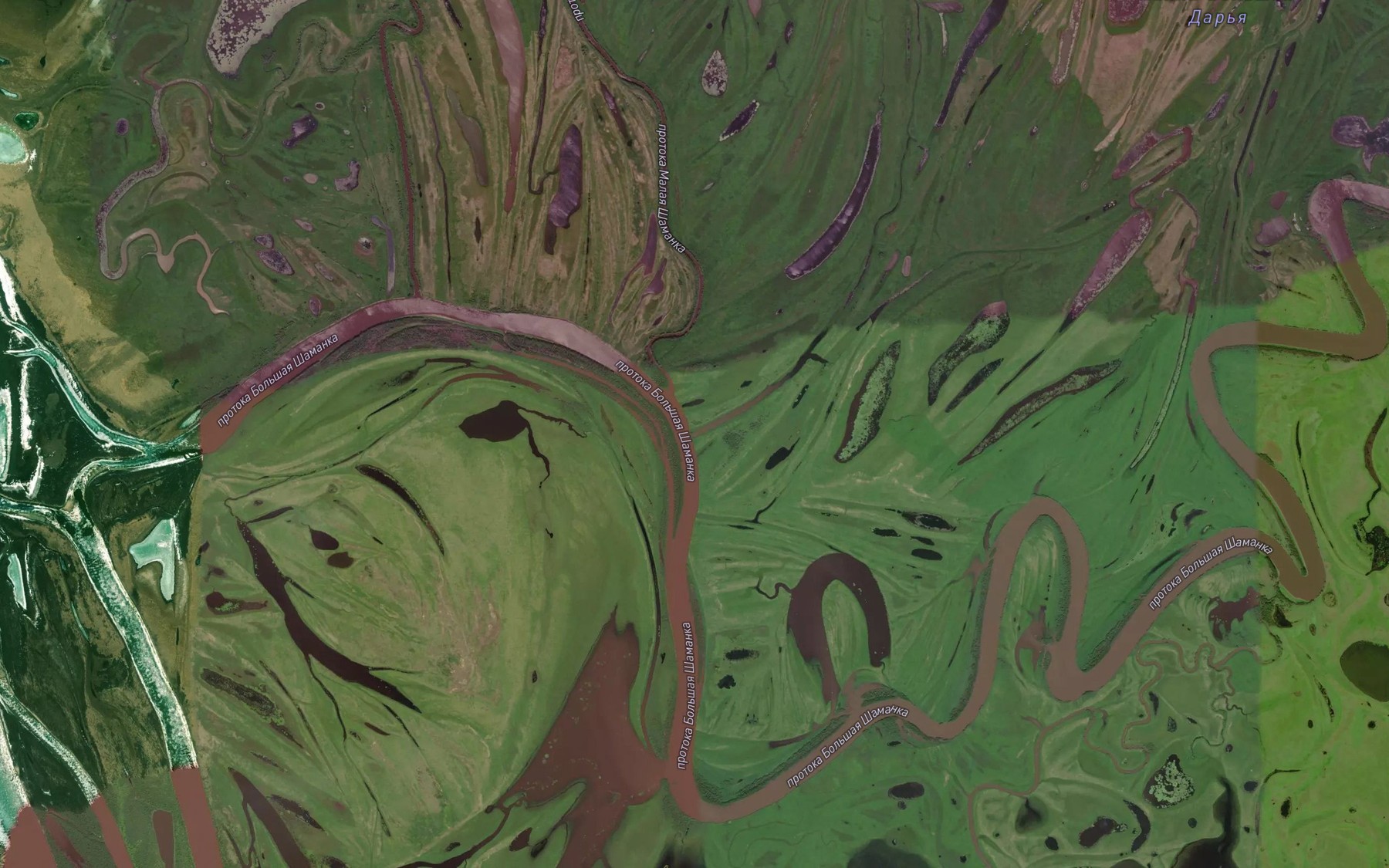 Satellite map of the Protoka Malaya Dar'ya