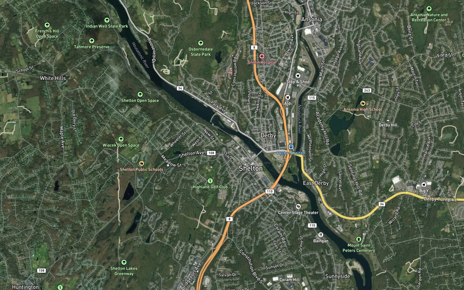 Satellite map of the Curtiss Brook