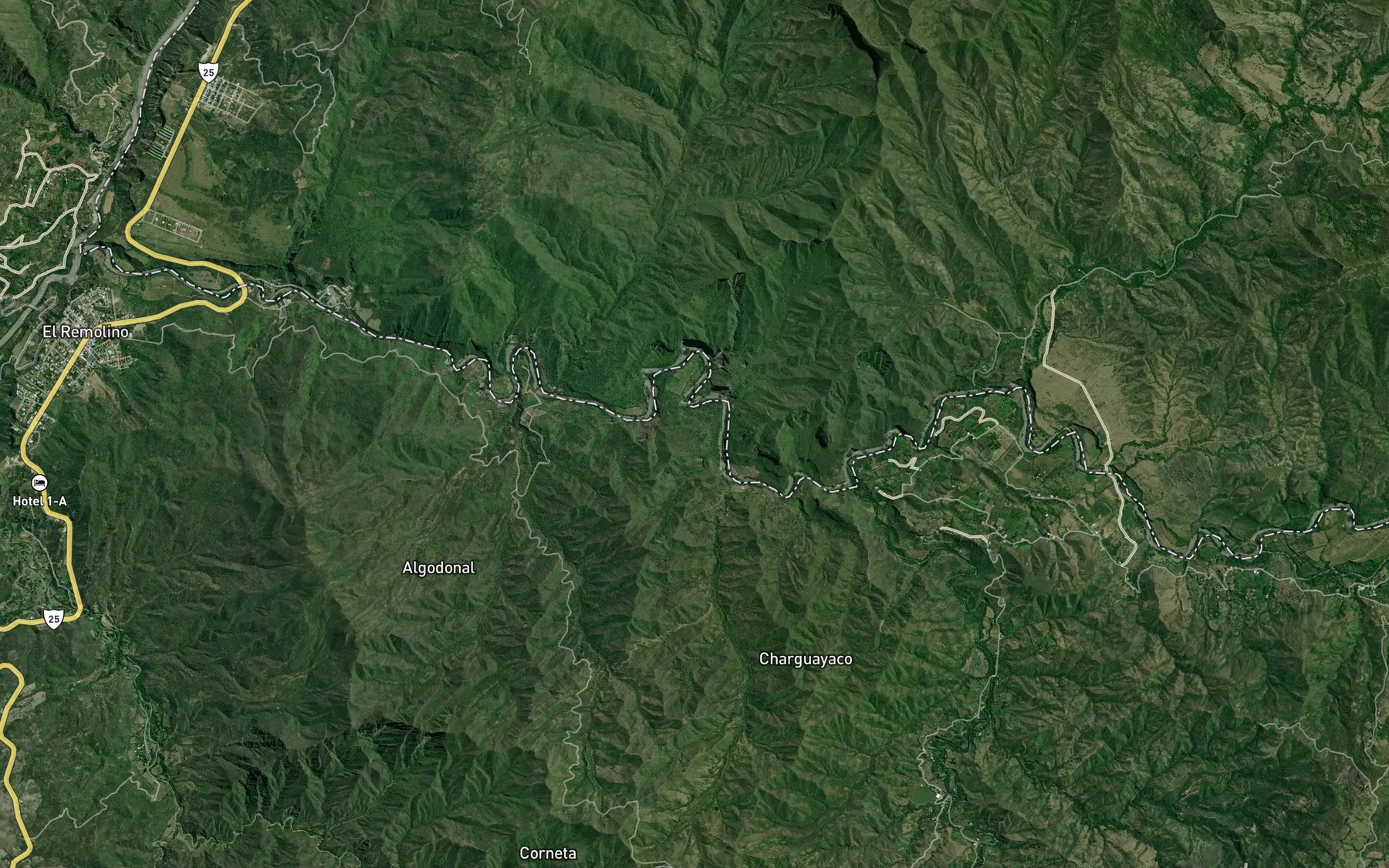 Satellite map of the Quebrada La Aguada
