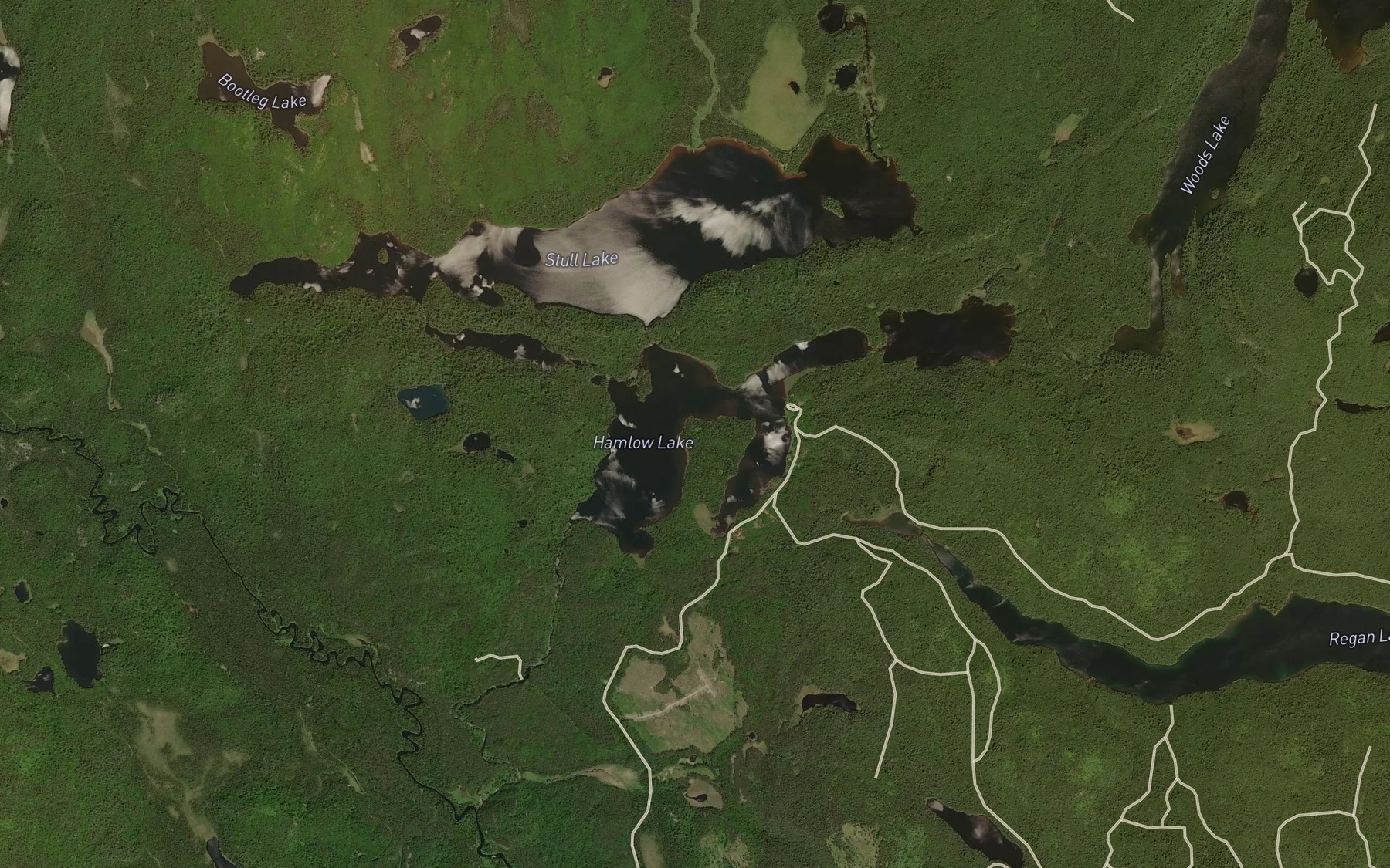 Satellite map of the Hamlow Lake