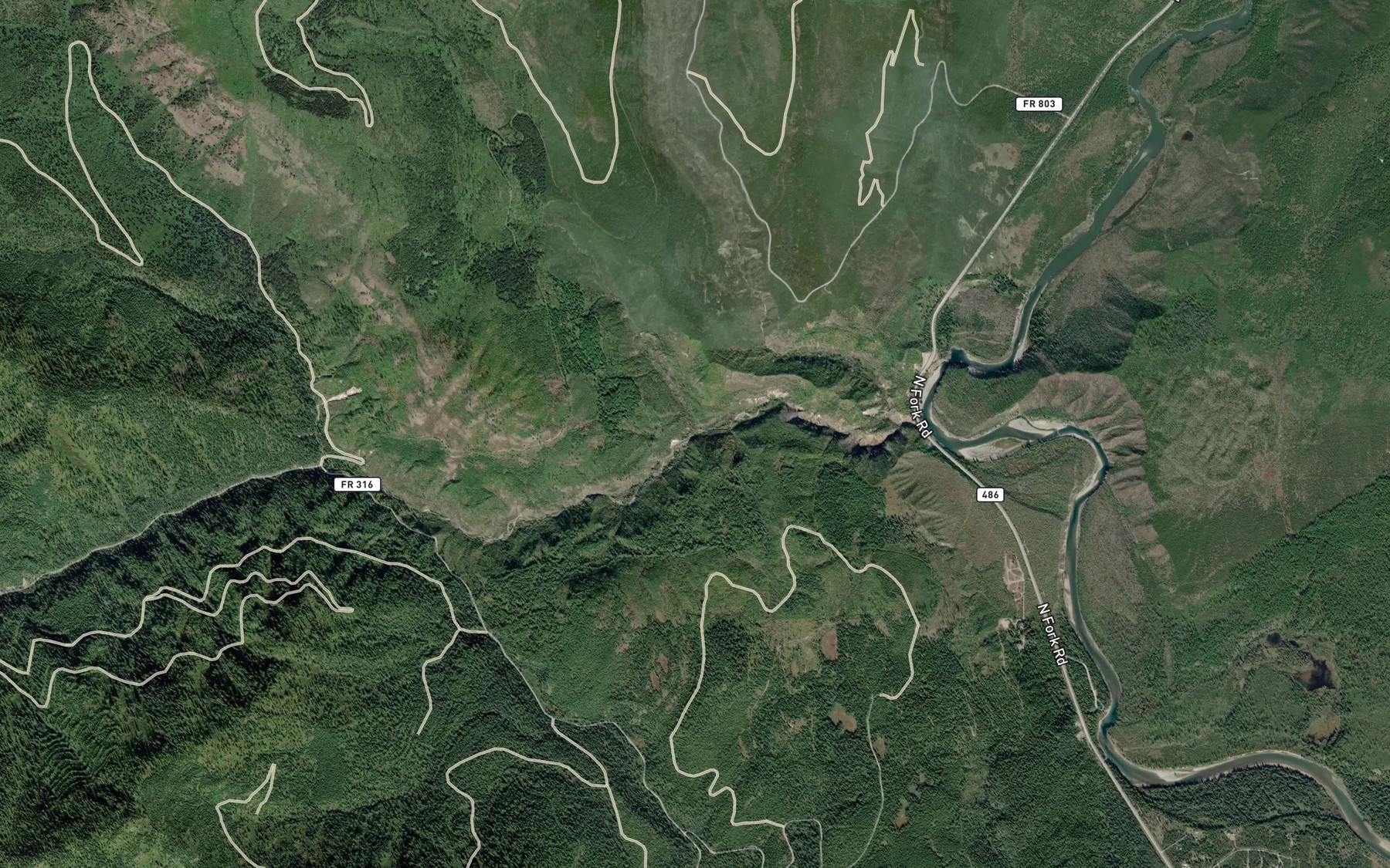 Satellite map of the Depuy Creek