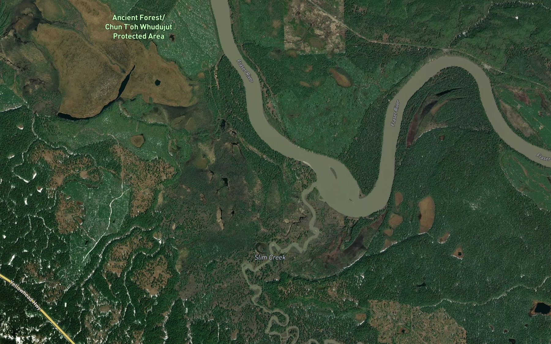 Satellite map of the Slim Creek