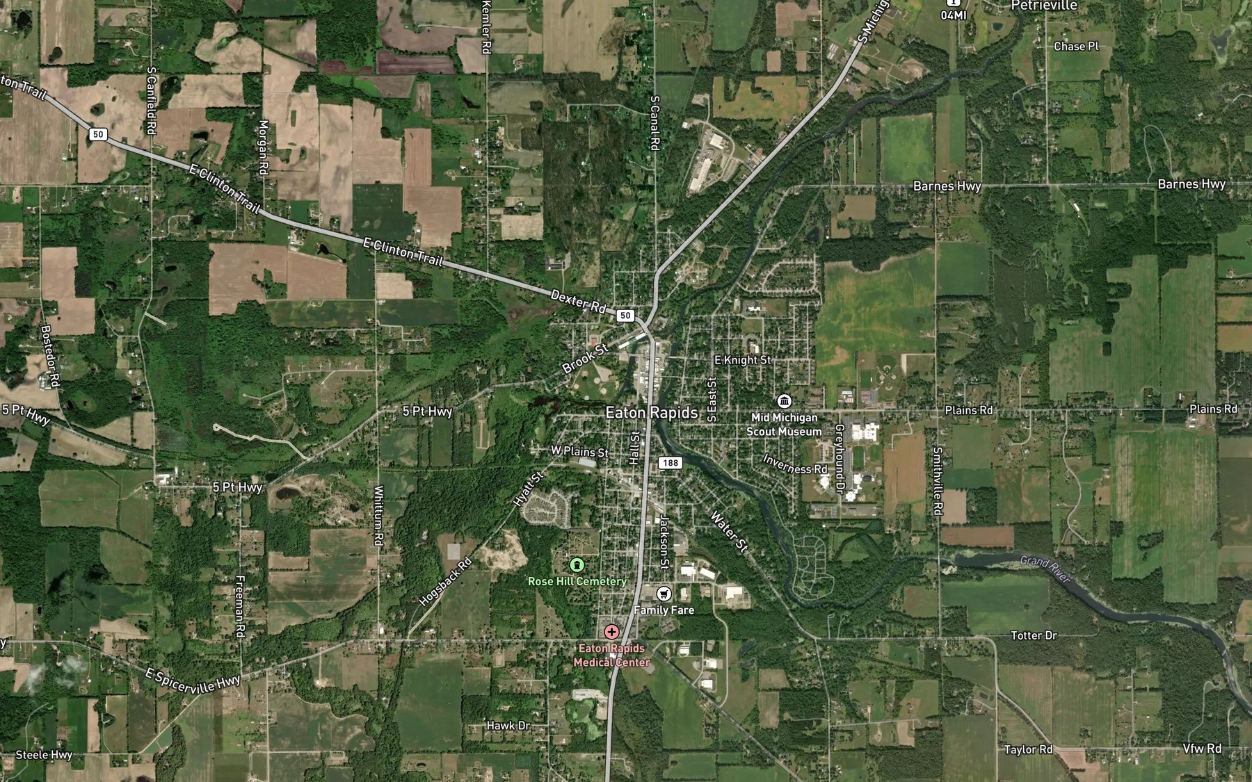 Satellite map of the Spring Brook