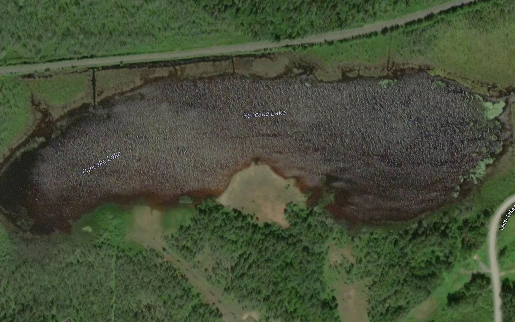 Satellite map of the Pancake Lake
