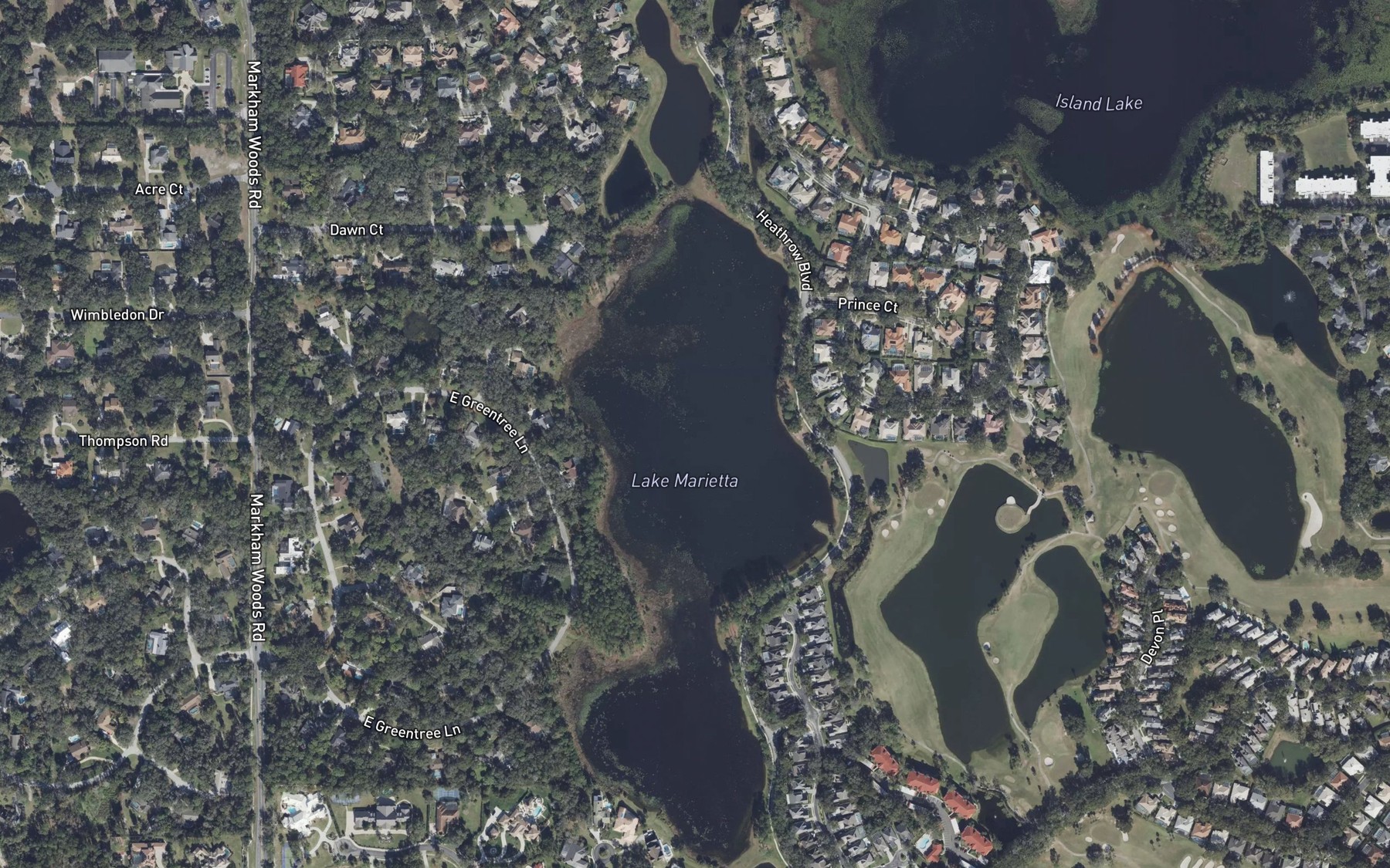 Satellite map of the Lake Marietta
