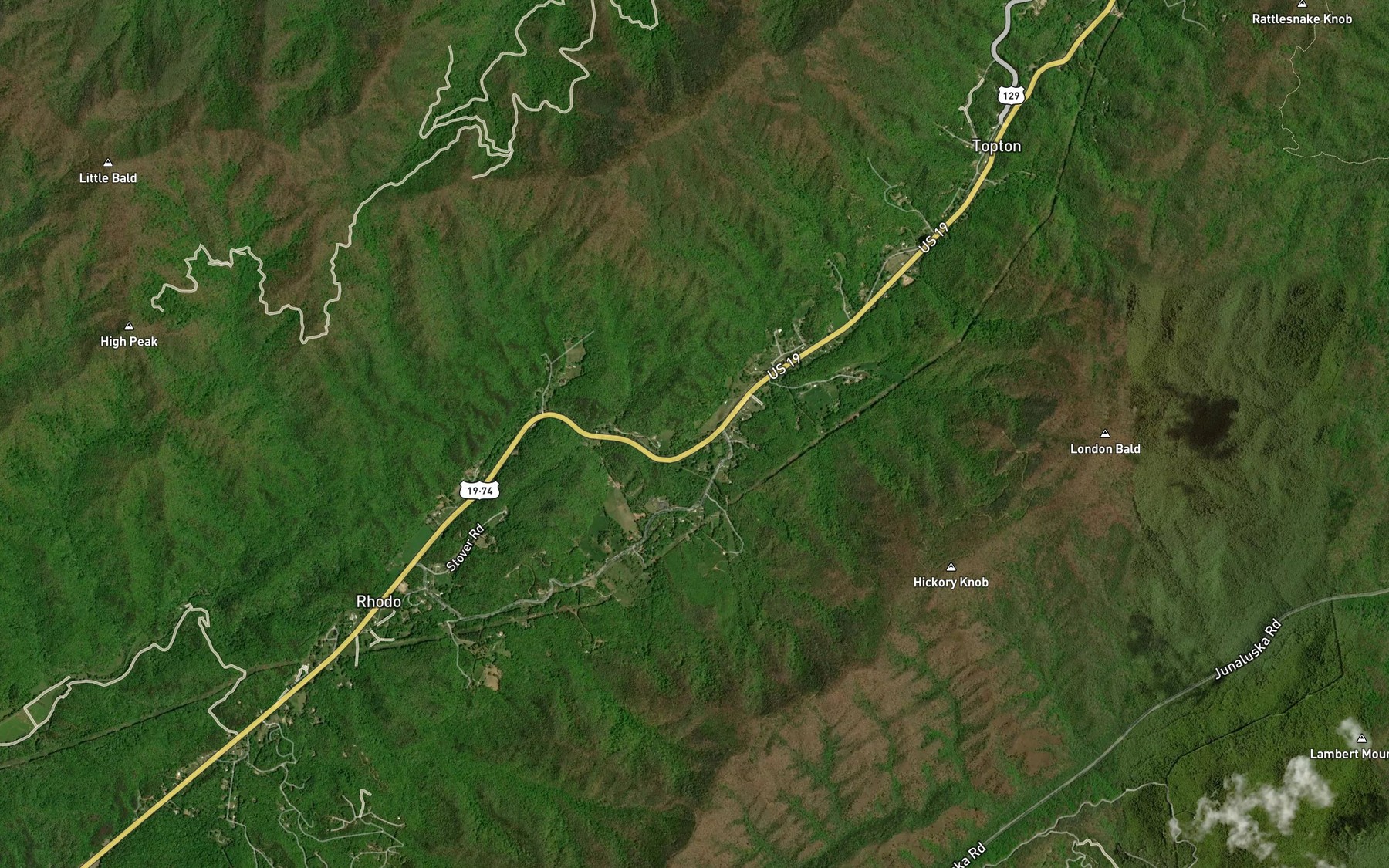 Satellite map of the Watkins Creek